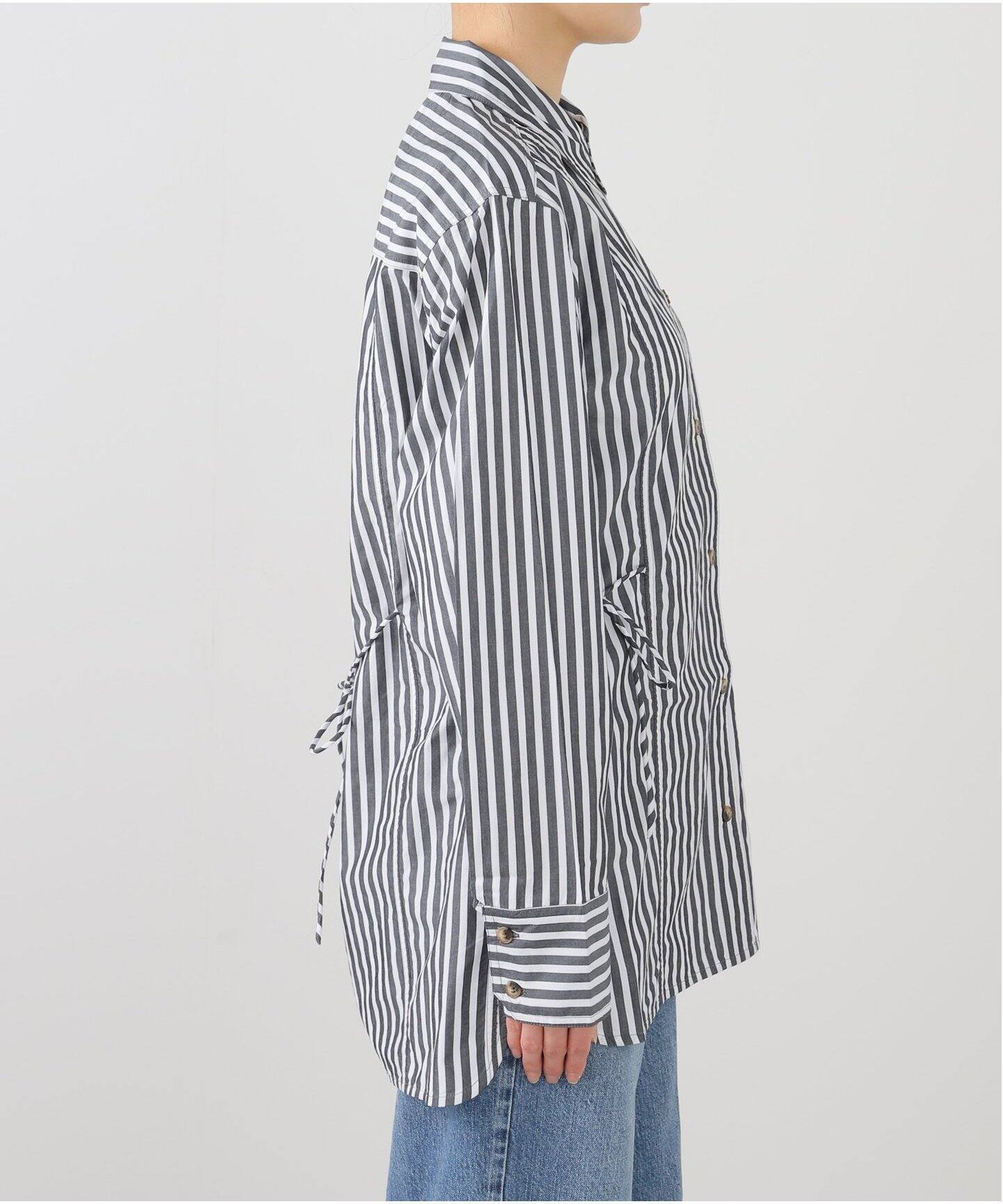 GANNI/ガニー】Stripe Cotton Oversized Tie Shirt：シャツ（シャツ 