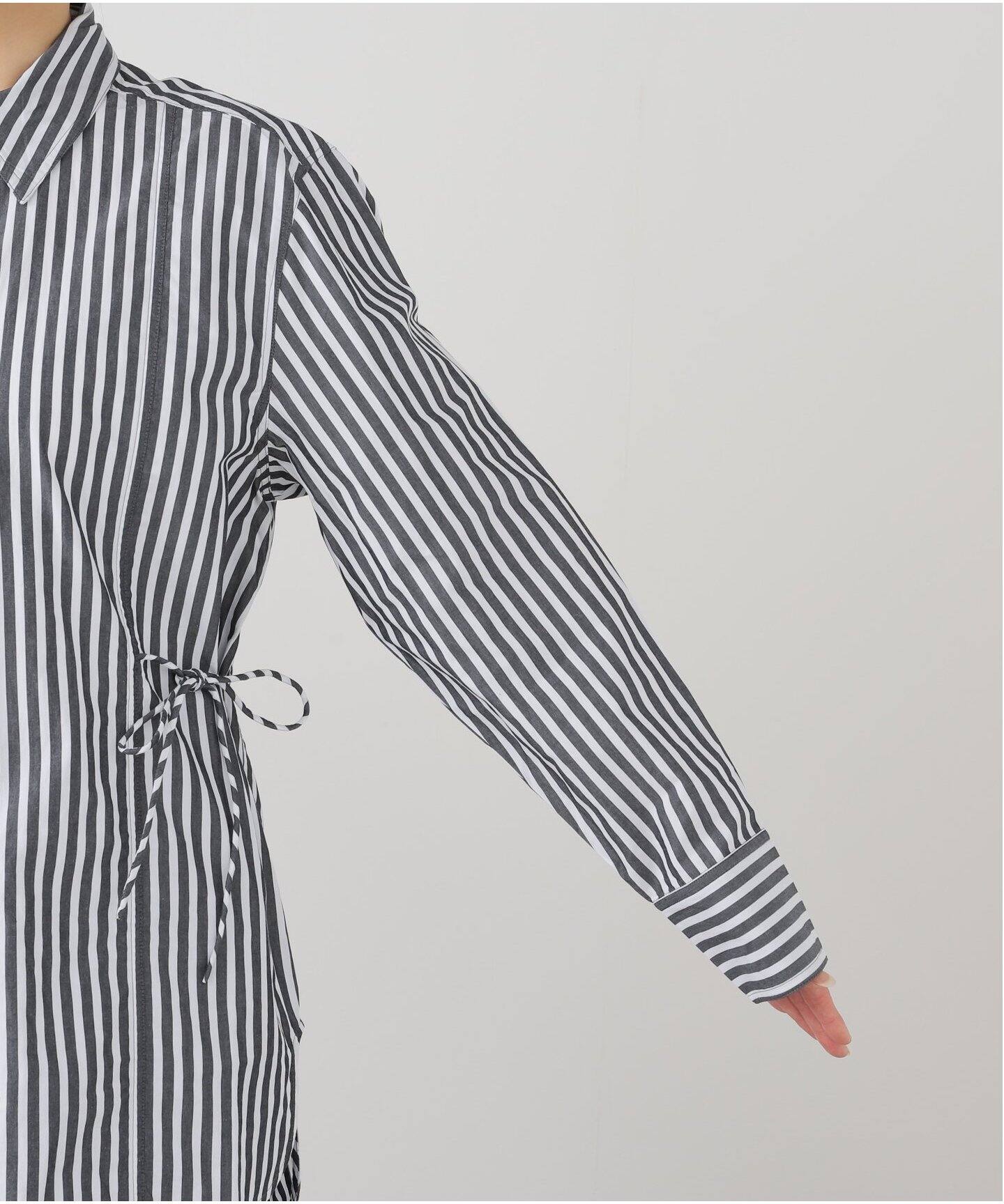 GANNI/ガニー】Stripe Cotton Oversized Tie Shirt：シャツ（シャツ 