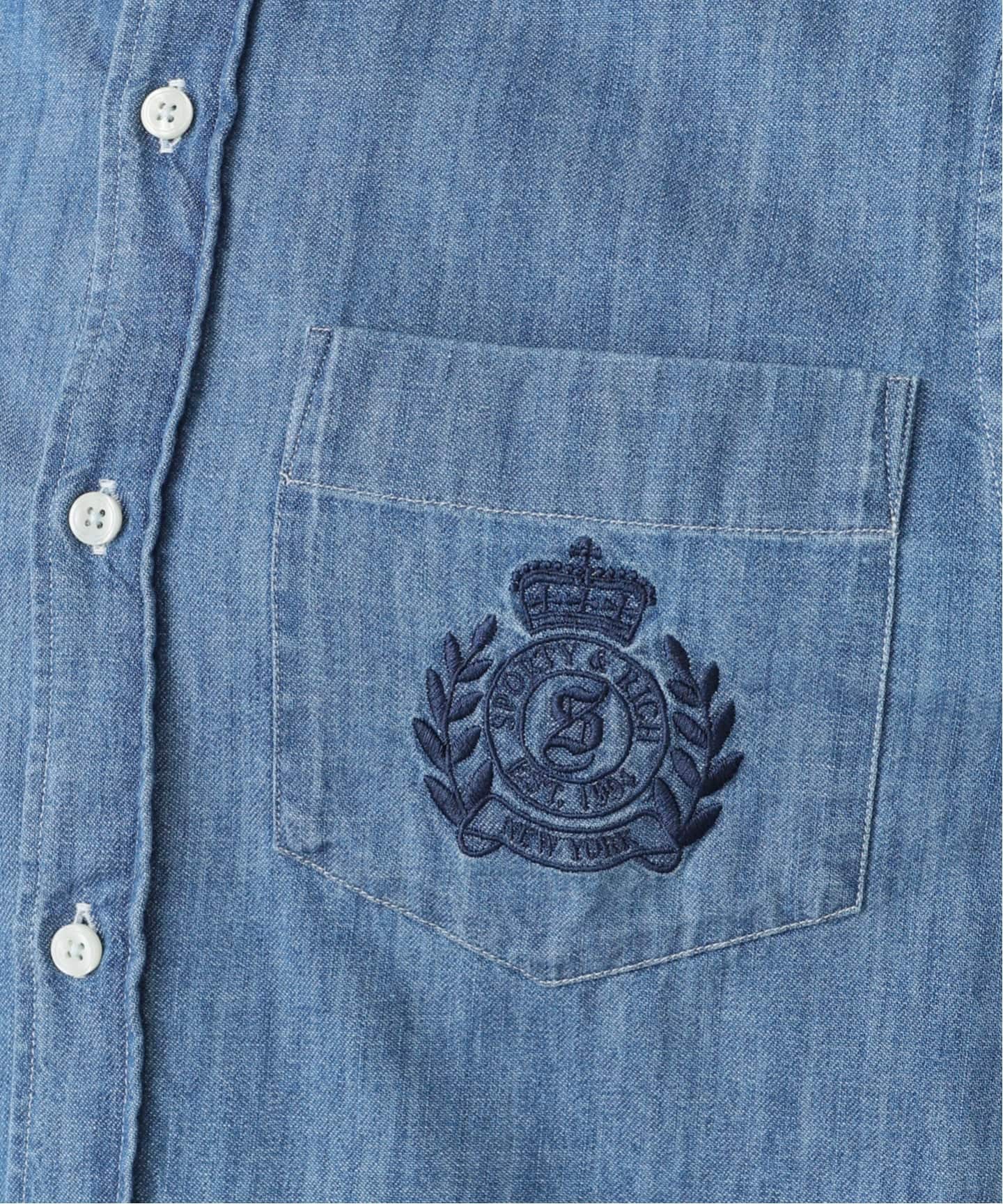SPORTY&RICH/スポーティアンドリッチ】NY Crest Oversized Denim Shirt