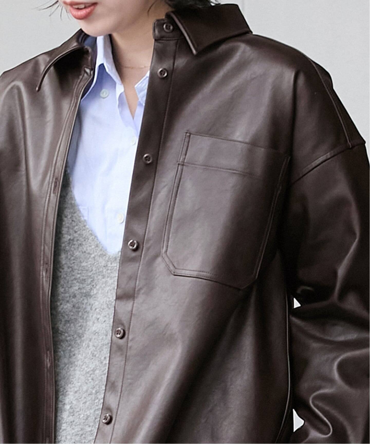 ウォッシャブルフェイクレザーシャツ（シャツ／ブラウス）｜JOURNAL