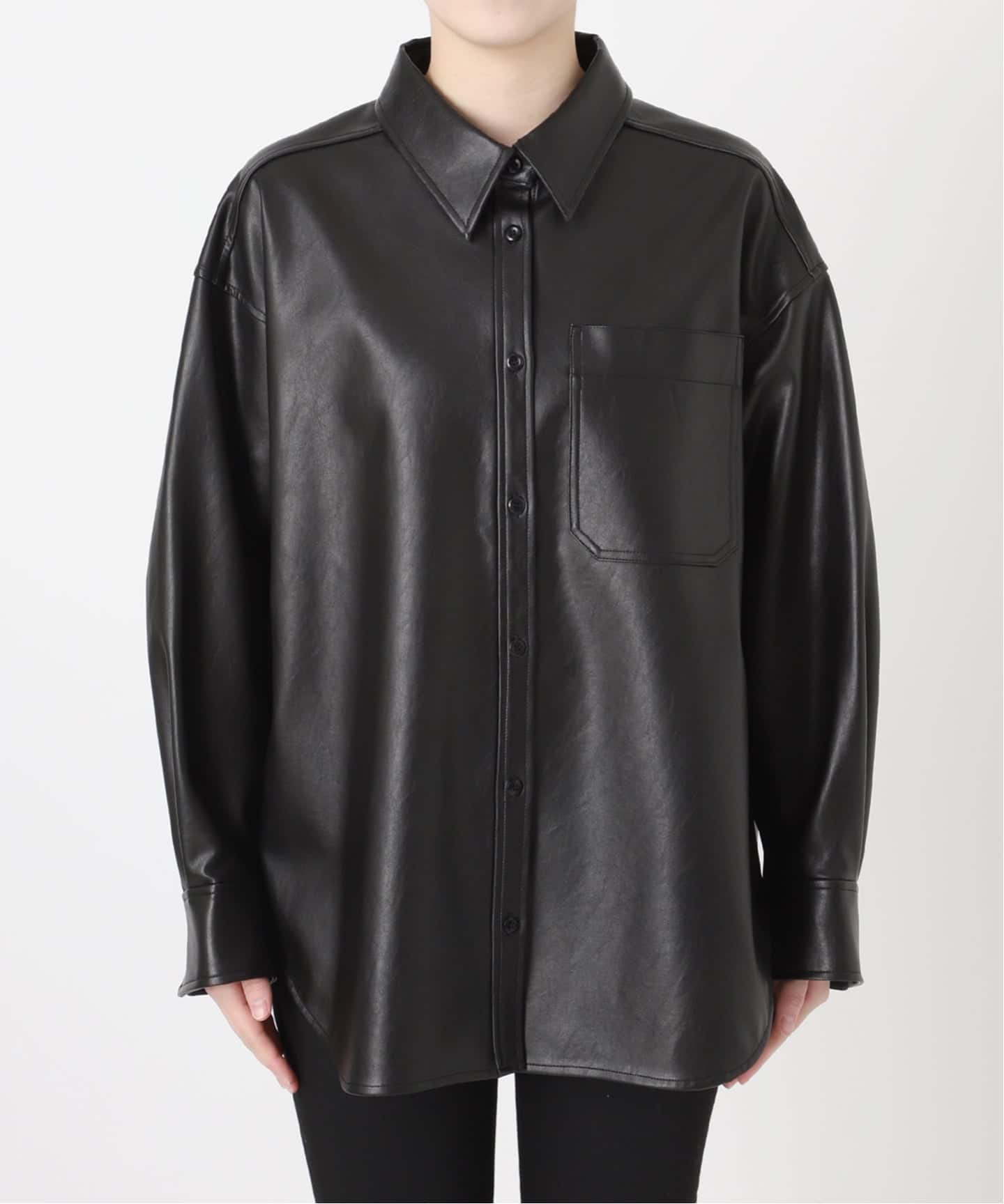 HAROLD'S GEAR レザー製黒長袖シャツ Mサイズ HAROLD'S GEAR レザー製黒長袖シャツ Mサイズ HAROLD'S GEAR レザー製