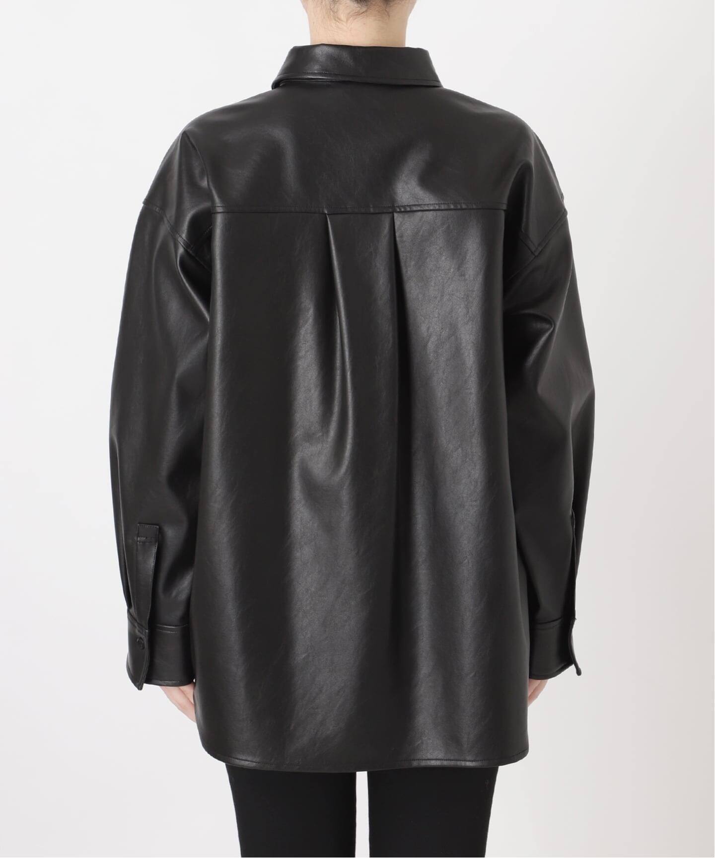 JOURNALSTANDARD  ウォッシャブルフェイクレザーシャツ　ブラック ウォッシャブルフェイクレザーシャツ（シャツ／ブラウス）｜JOURNAL