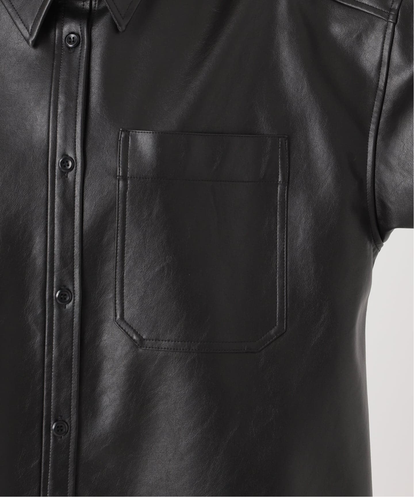 JOURNALSTANDARD  ウォッシャブルフェイクレザーシャツ　ブラック ウォッシャブルフェイクレザーシャツ（シャツ／ブラウス）｜JOURNAL