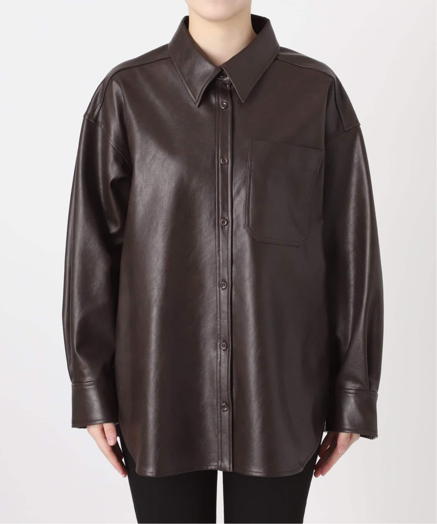 ウォッシャブルフェイクレザーシャツ（シャツ／ブラウス）｜JOURNAL