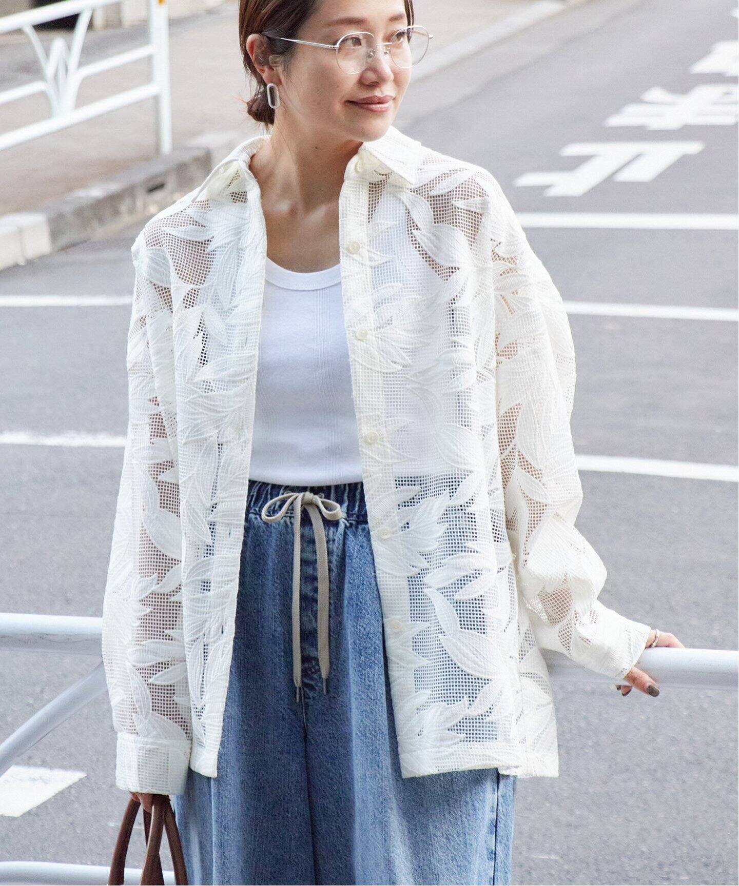 25年 美品 JOURNAL STANDARD メッシュフラワーレギュラーシャツ メッシュフラワーレギュラーシャツ（シャツ／ブラウス）｜JOURNAL