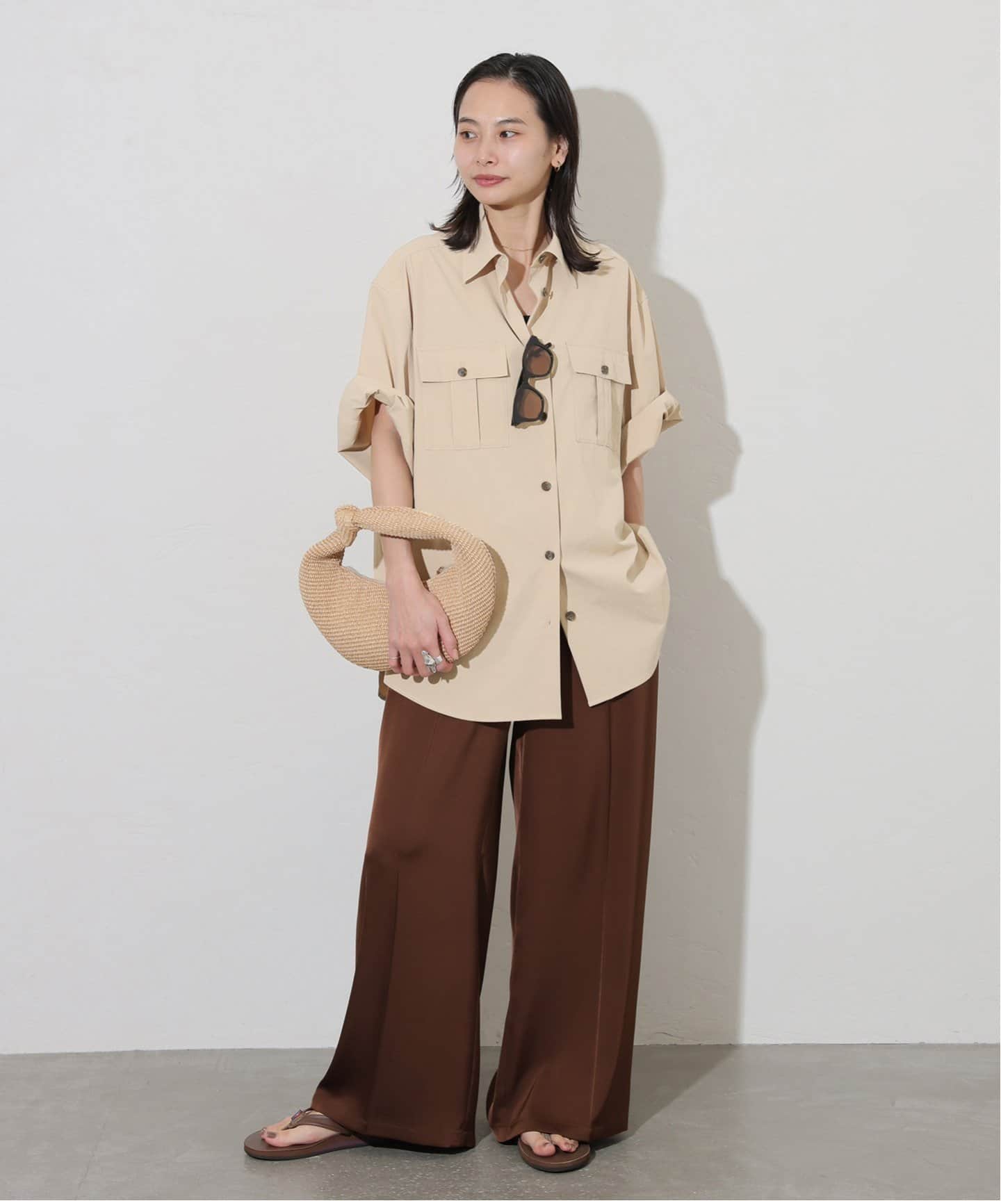 ブラウス シャツ 「＆FUNCTION」「接触冷感/UVカット/洗える」 サファリシャツ レディース ＆FUNCTION】【接触冷感/UVカット/洗える】 サファリシャツ