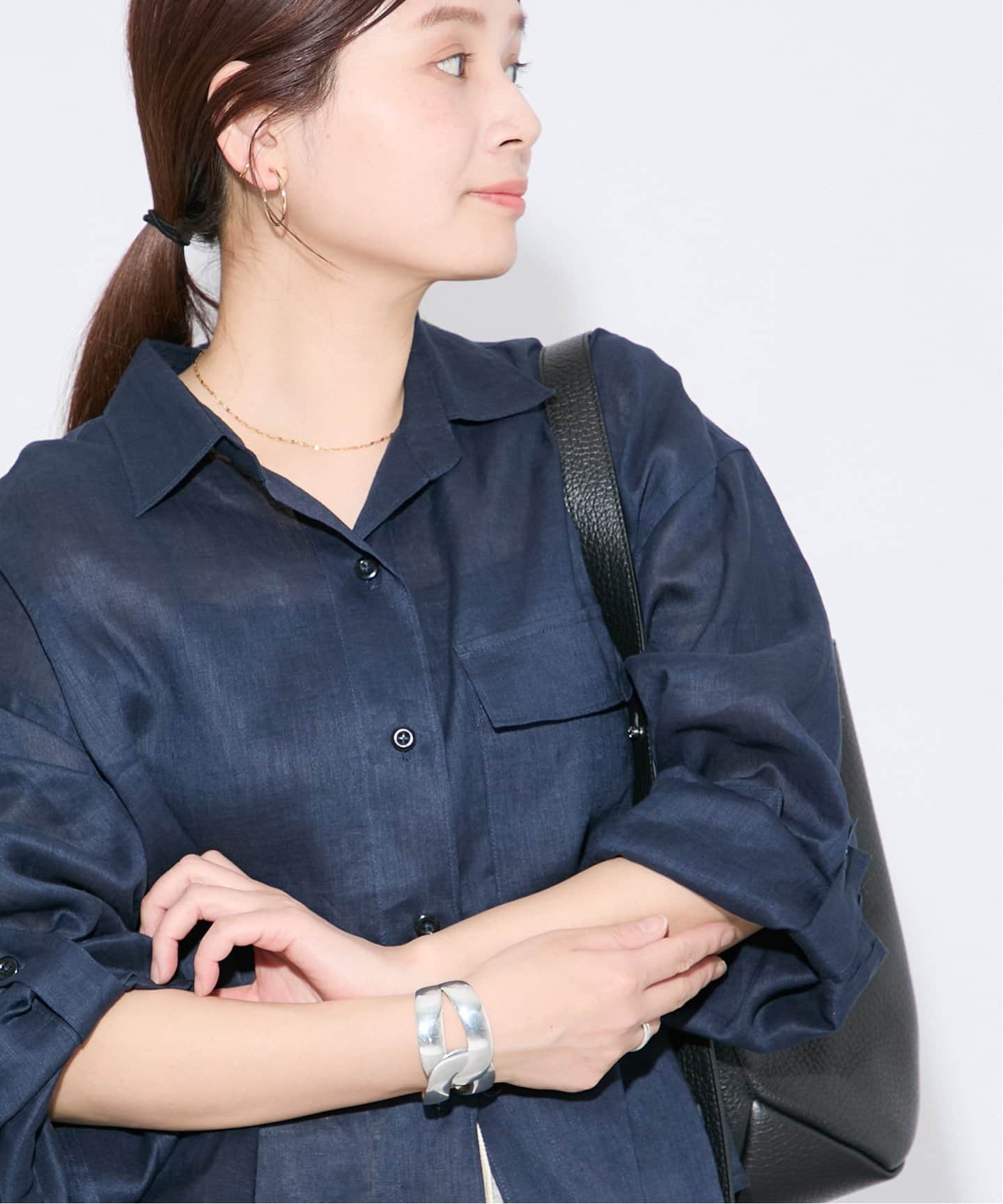 完売　リネンレギュラーロールアップシャツ リネンレギュラーロールアップシャツ（シャツ／ブラウス