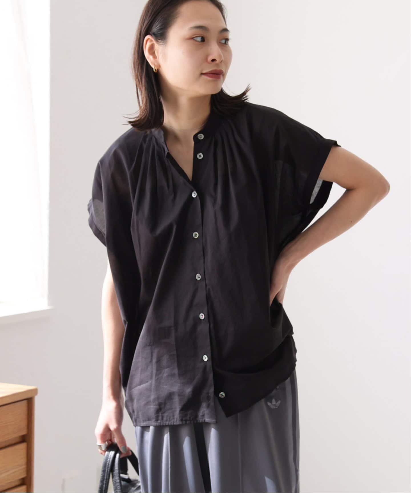 JOURNAL STANDARD 80ローンタックボリュームシャツ　ブラック JOURNAL STANDARD（ジャーナルスタンダード）の「80ローンタック
