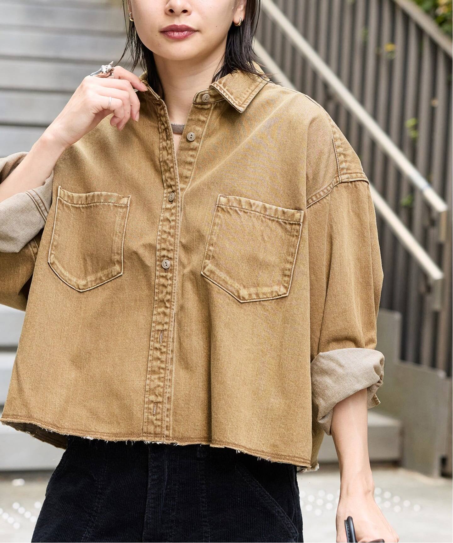 【新品】ジャーナルスタンダード　ライトオンスデニムクロップドシャツ 追加3》ライトオンスデニムクロップドシャツ（シャツ／ブラウス