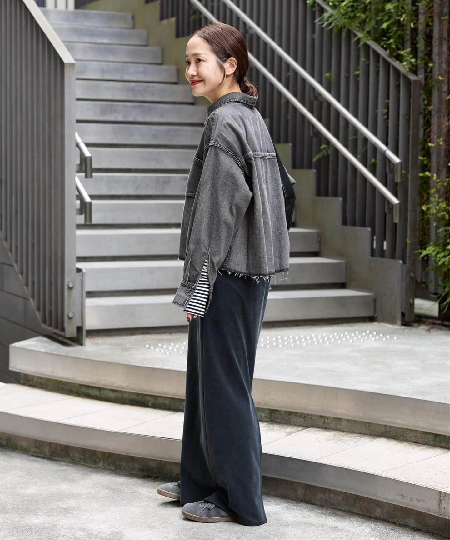 追加4》ライトオンスデニムクロップドシャツ（シャツ／ブラウス