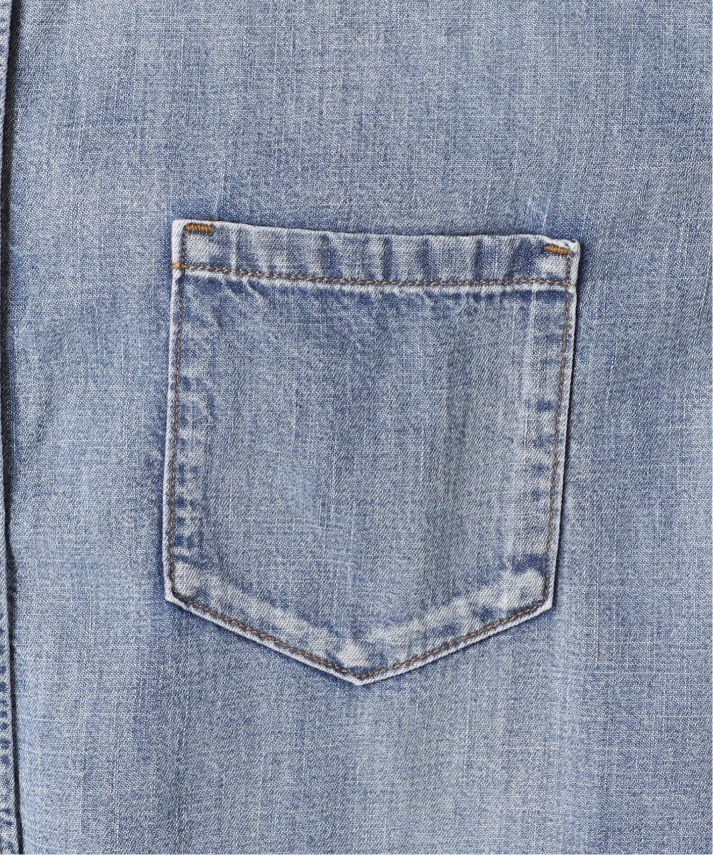 追加4》ライトオンスデニムクロップドシャツ（シャツ／ブラウス