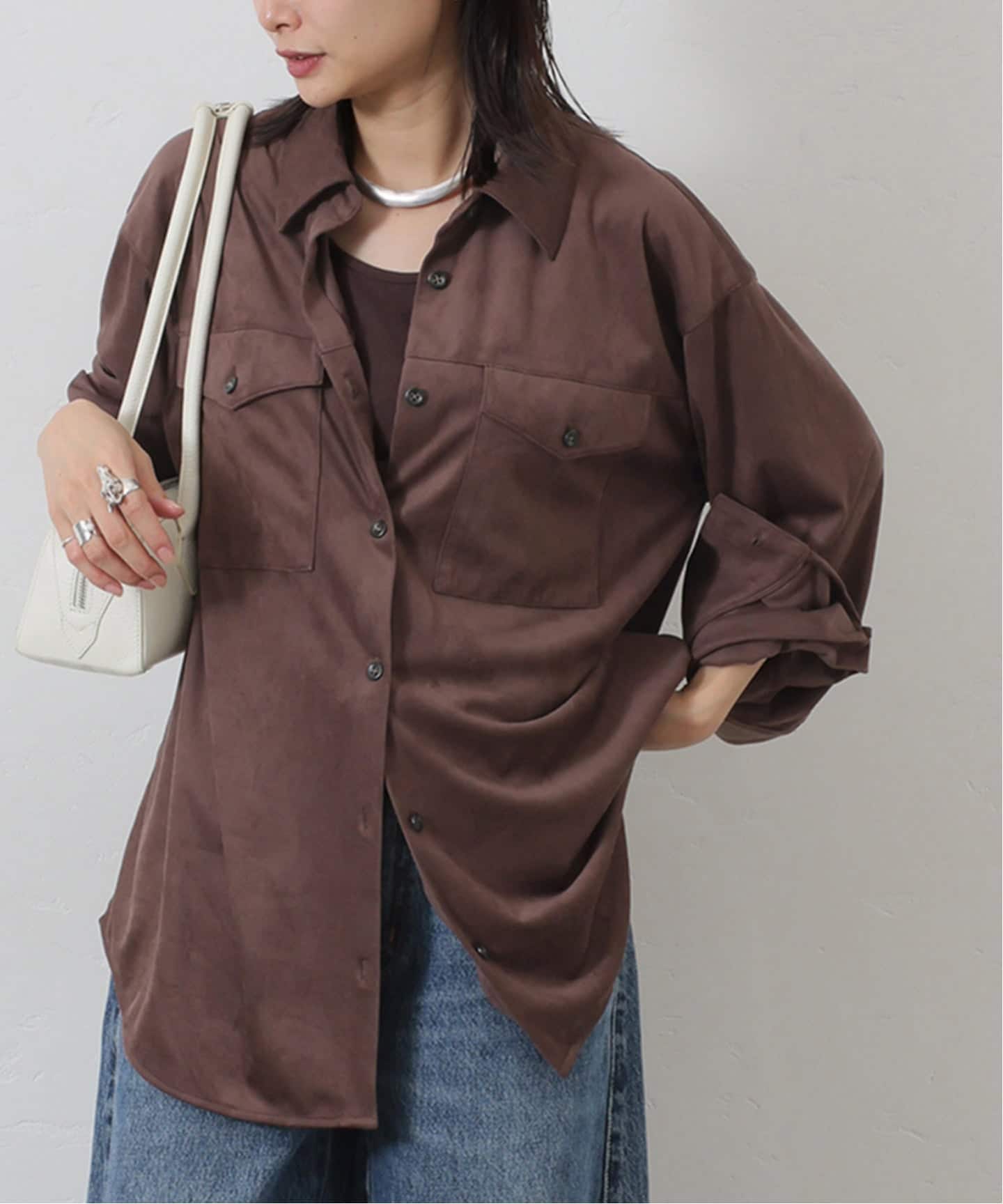 （値下げ中）ブラウン スエード シャツ　送料込み Wrangler/ラングラー 127MW OVER SIZE SHIRTS ウェスタンシャツ