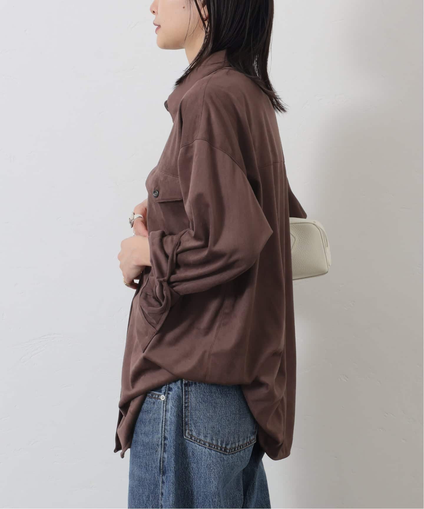 （値下げ中）ブラウン スエード シャツ　送料込み WEB限定》【2025FW 新作】フェイクスエードシャツ（シャツ