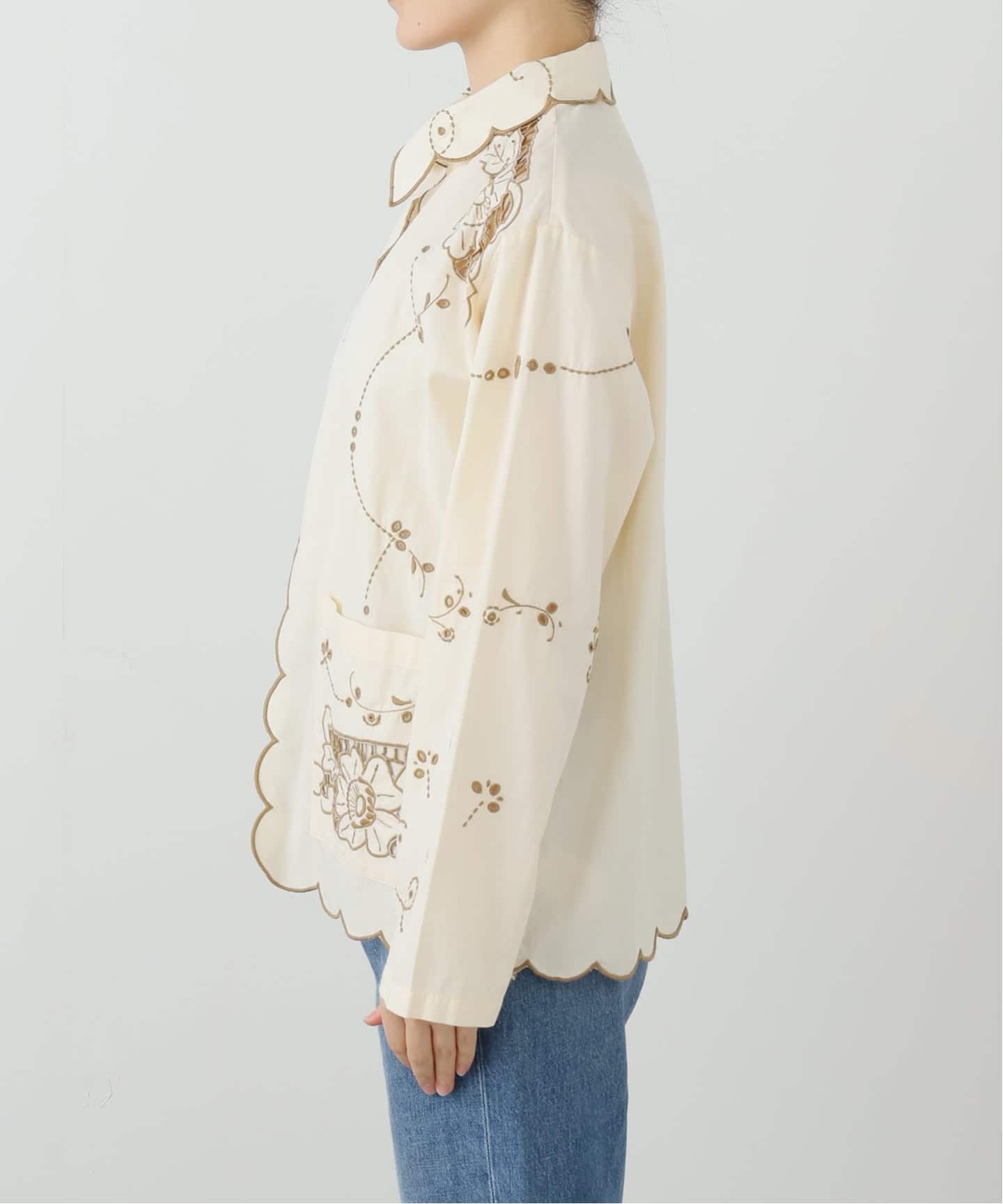 SARA MALLIKA/サラマリカ】COTTON TWILL CUT WORK SHIRT（シャツ
