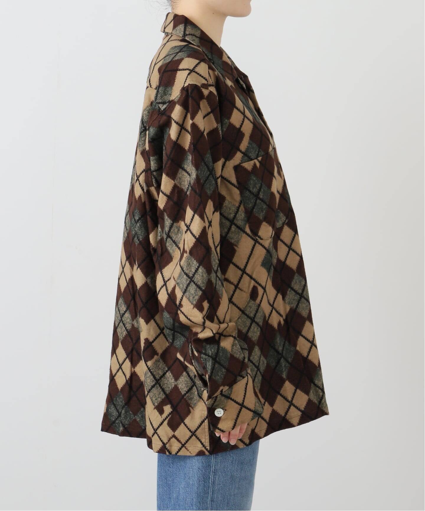 NOMARHYTHM TEXTILE】 Argyle Open Collar Shirt（シャツ／ブラウス