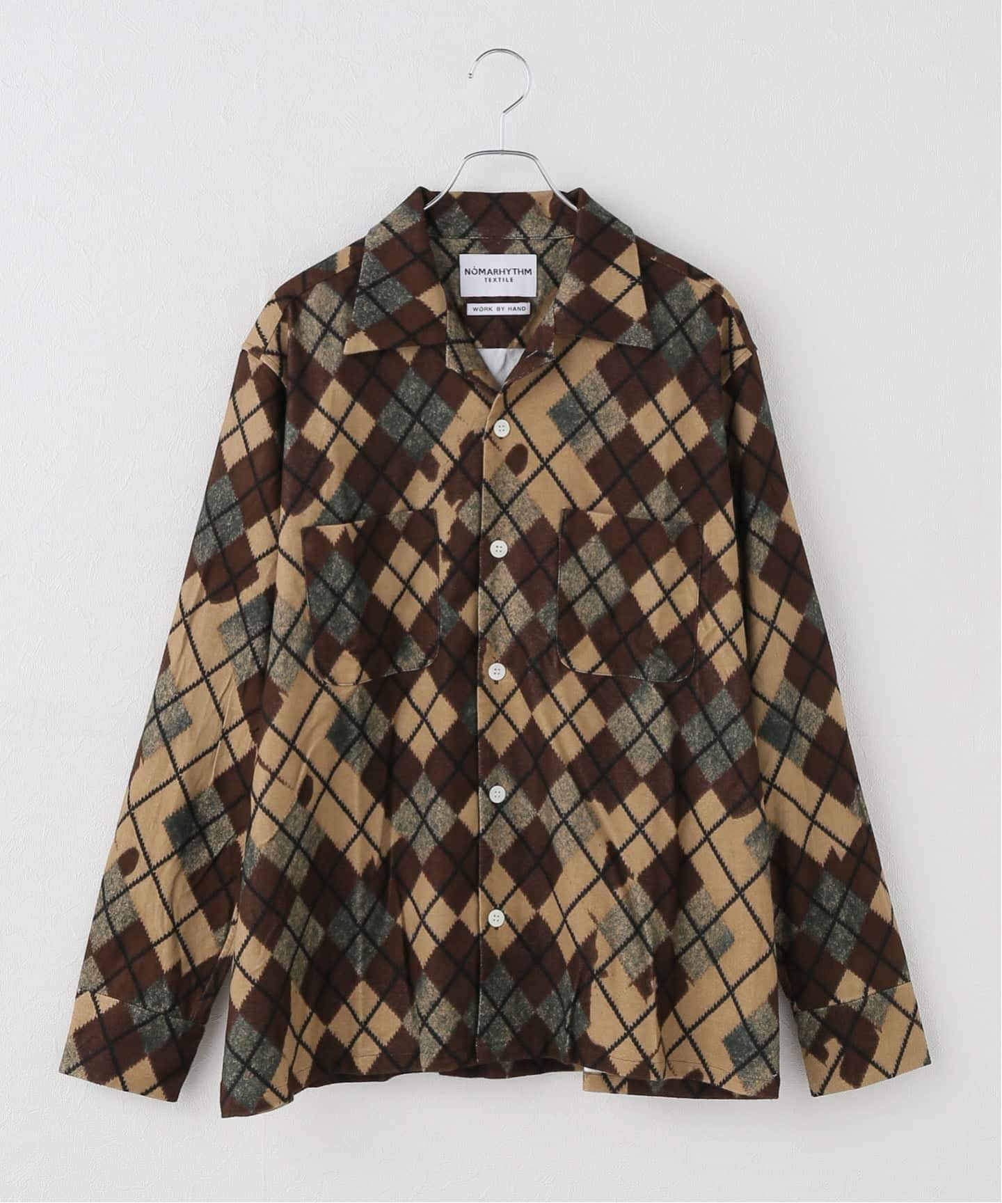 NOMARHYTHM TEXTILE】 Argyle Open Collar Shirt（シャツ／ブラウス