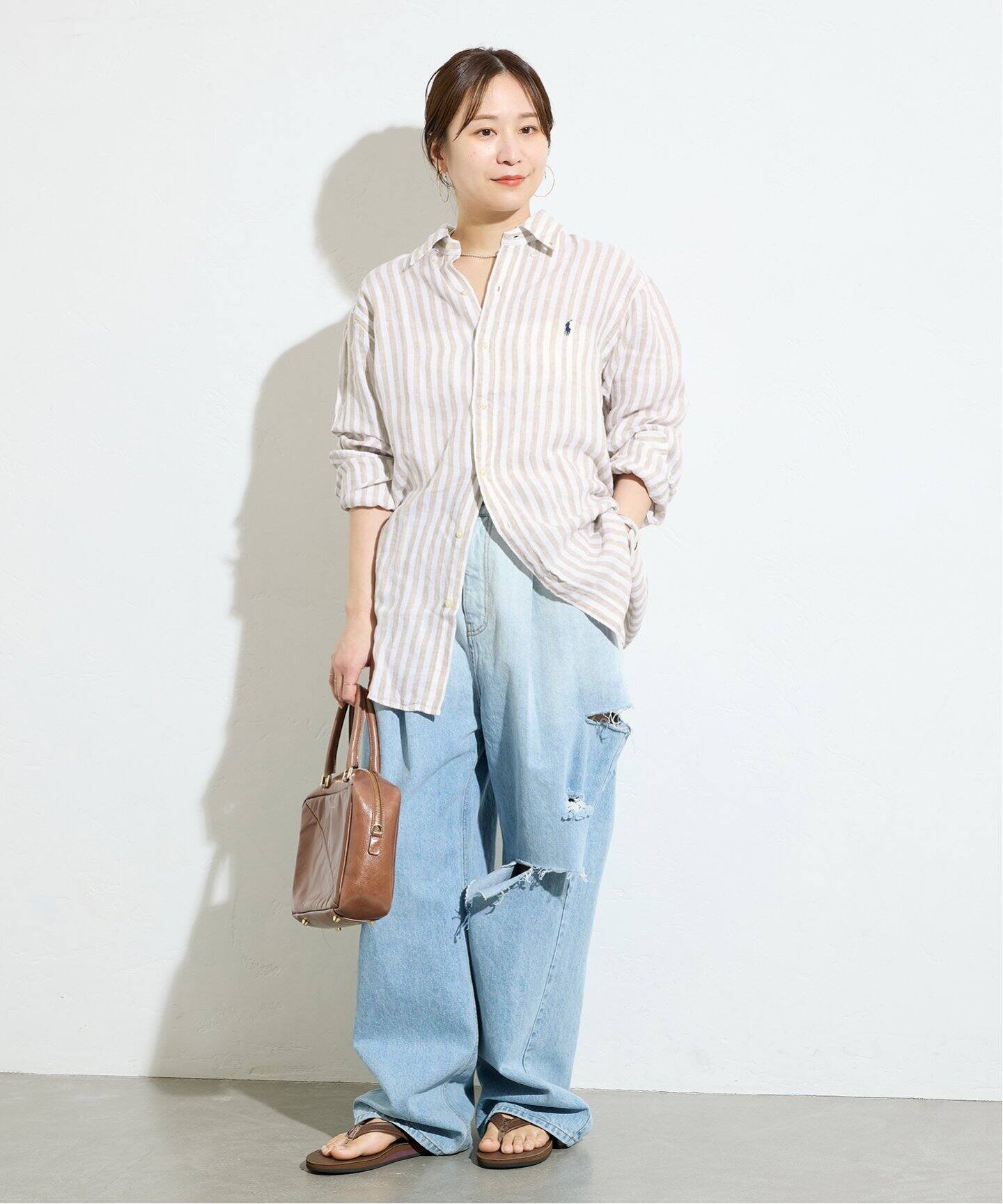 POLO RALPH LAUREN / ポロ ラルフ ローレン】LINEN STRIPE SPORT SHI 