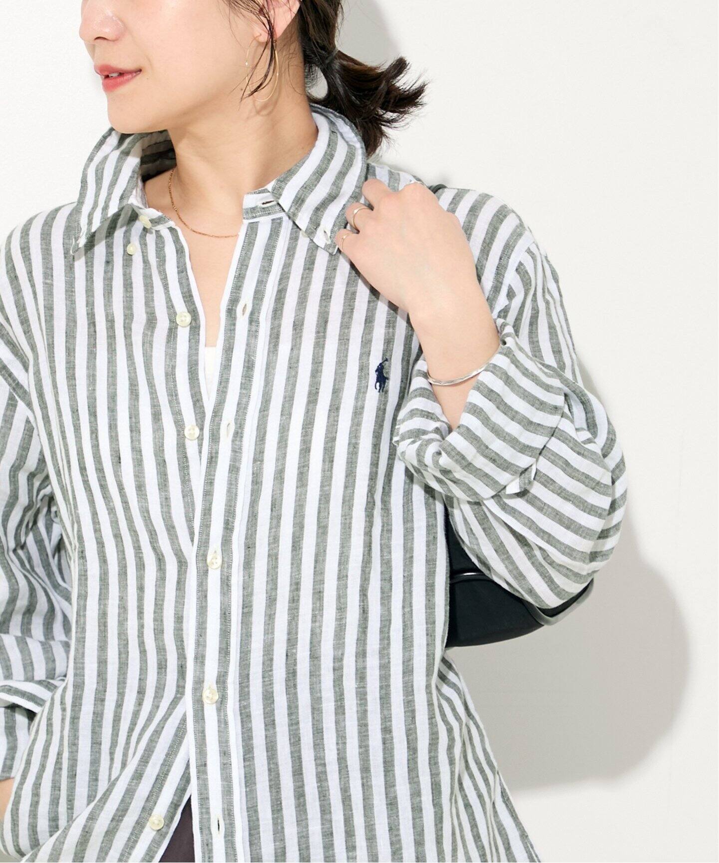 POLO RALPH LAUREN / ポロ ラルフ ローレン】LINEN STRIPE SPORT SHI 