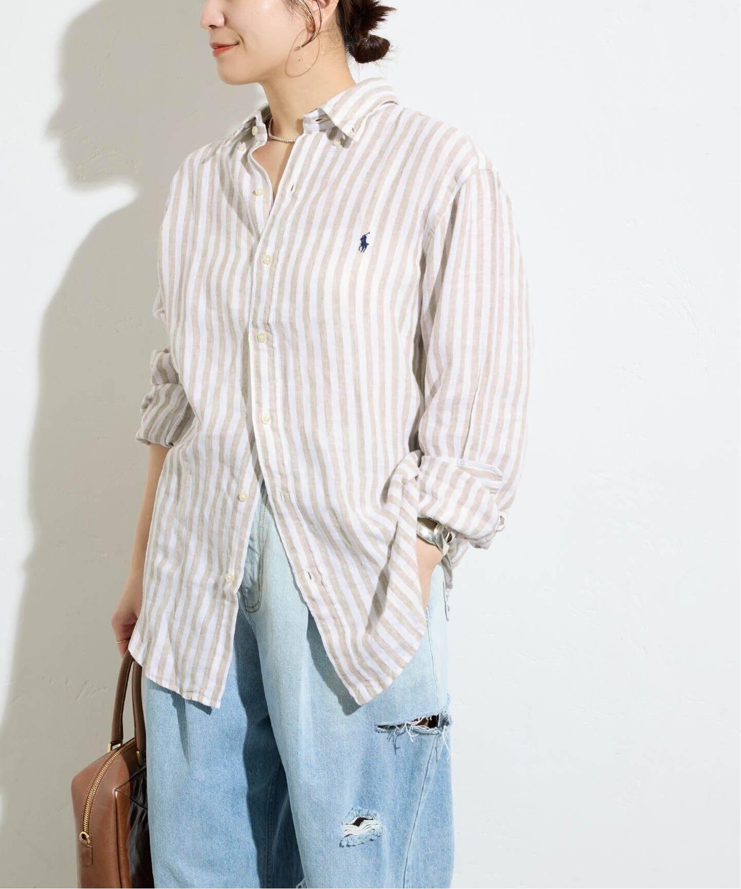 POLO RALPH LAUREN / ポロ ラルフ ローレン】LINEN STRIPE SPORT SHI 
