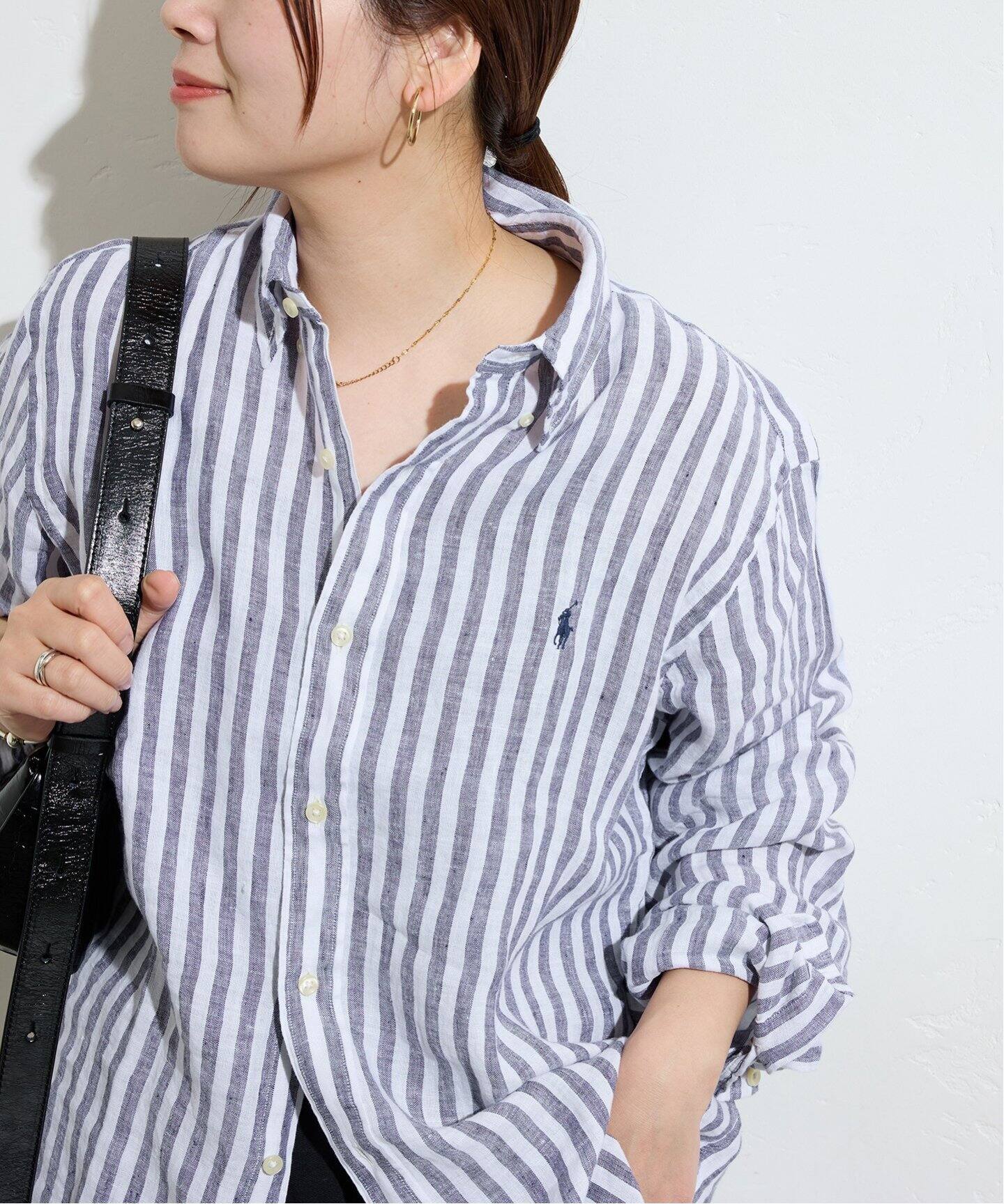 POLO RALPH LAUREN / ポロ ラルフ ローレン】LINEN STRIPE SPORT SHI 