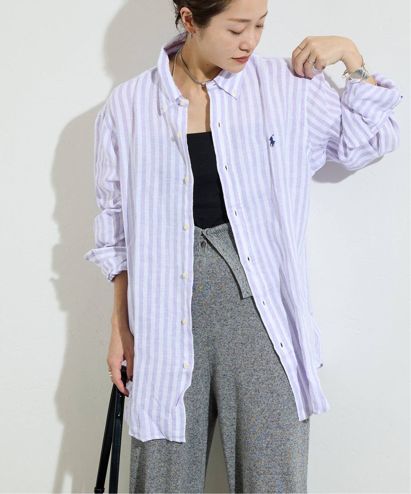 POLO RALPH LAUREN / ポロ ラルフ ローレン】LINEN STRIPE SPORT SHI 