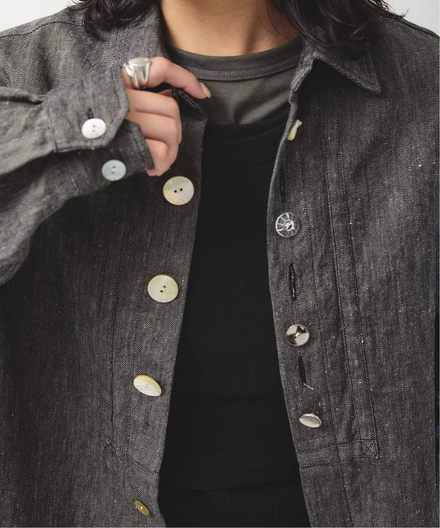 別注【MIKA KASAI】PATCH BUTTON LINEN SH（シャツ／ブラウス