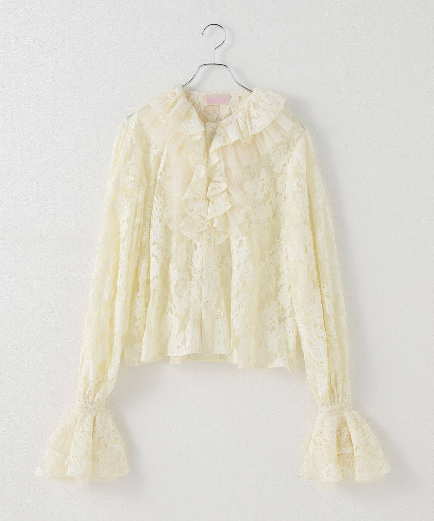 VIVIANO / ヴィヴィアーノ】Tulle Layered Lace Shirt:シャツ（シャツ 