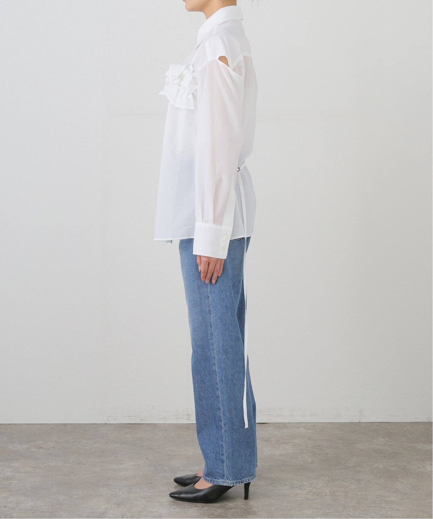 美品☆RIV NOBUHIKO(リブノブヒコ)☆薄ブルー 長袖シャツ ジッパー付 RIV NOBUHIKO/リブノブヒコ】 MICHE SHIRT（シャツ／ブラウス