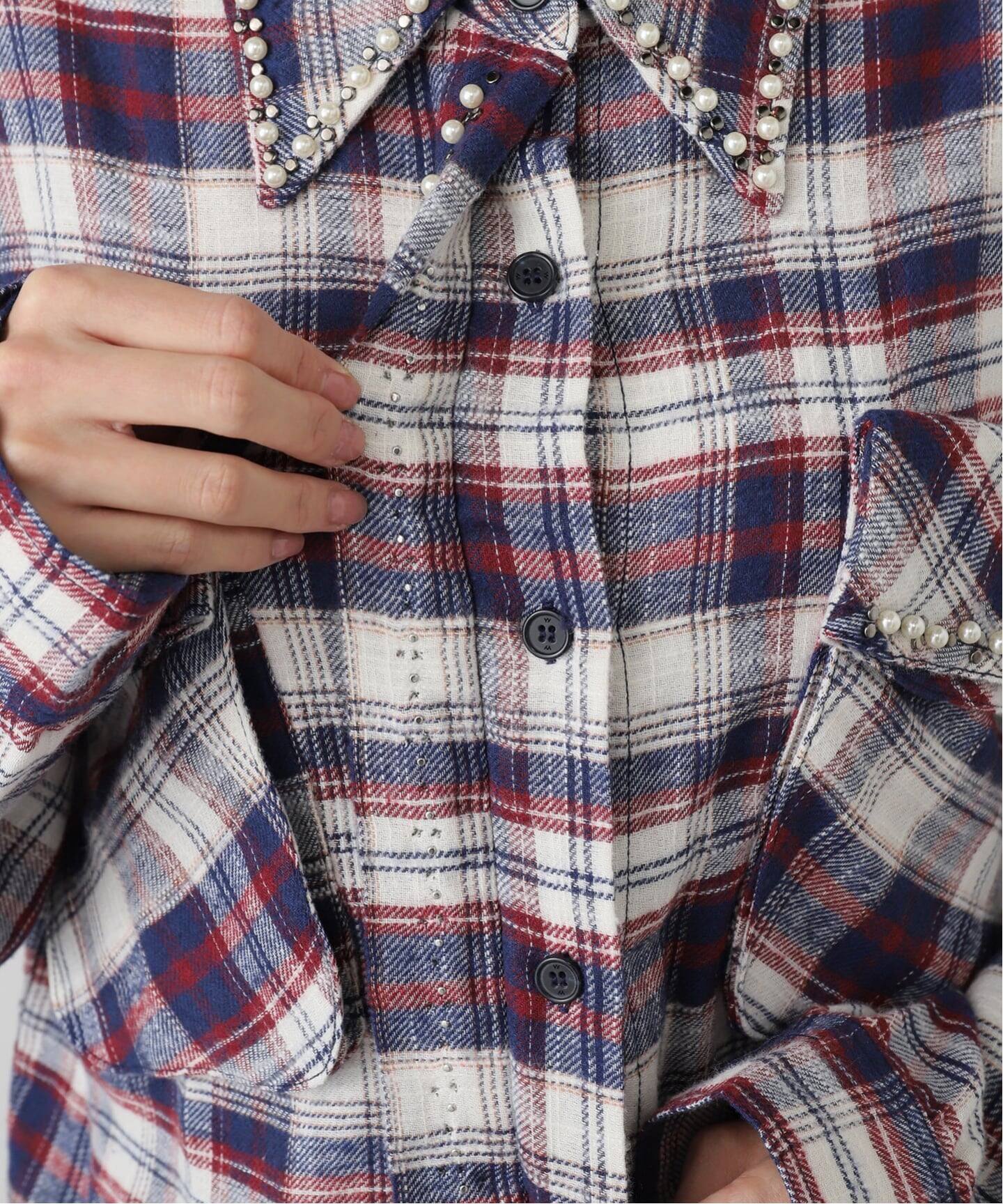 OPEN YY / オープンワイワイ】 Woven BEADED POCKET SHIRT YY254ST001