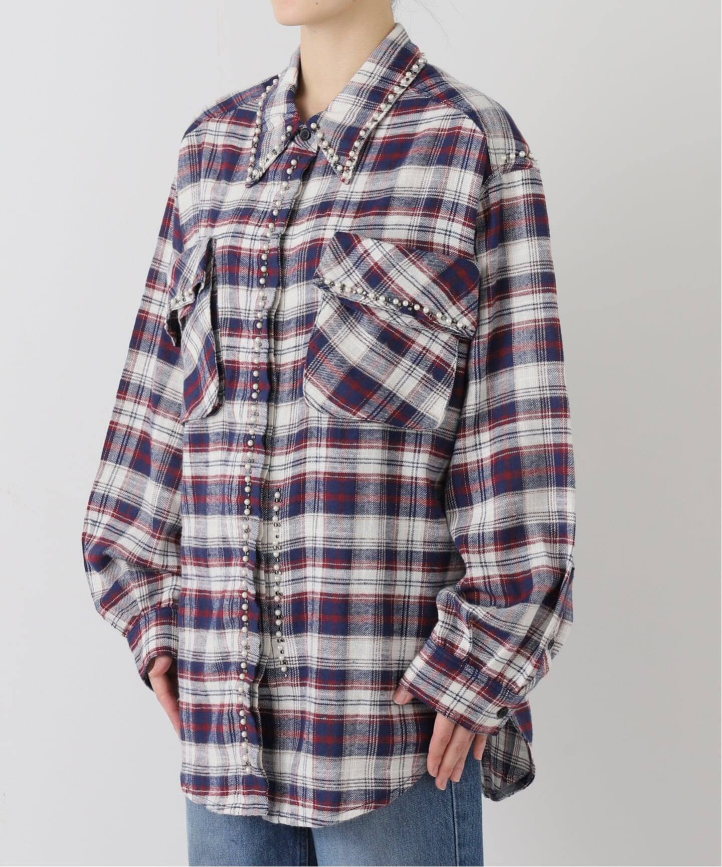 OPEN YY / オープンワイワイ】 Woven BEADED POCKET SHIRT YY254ST001 