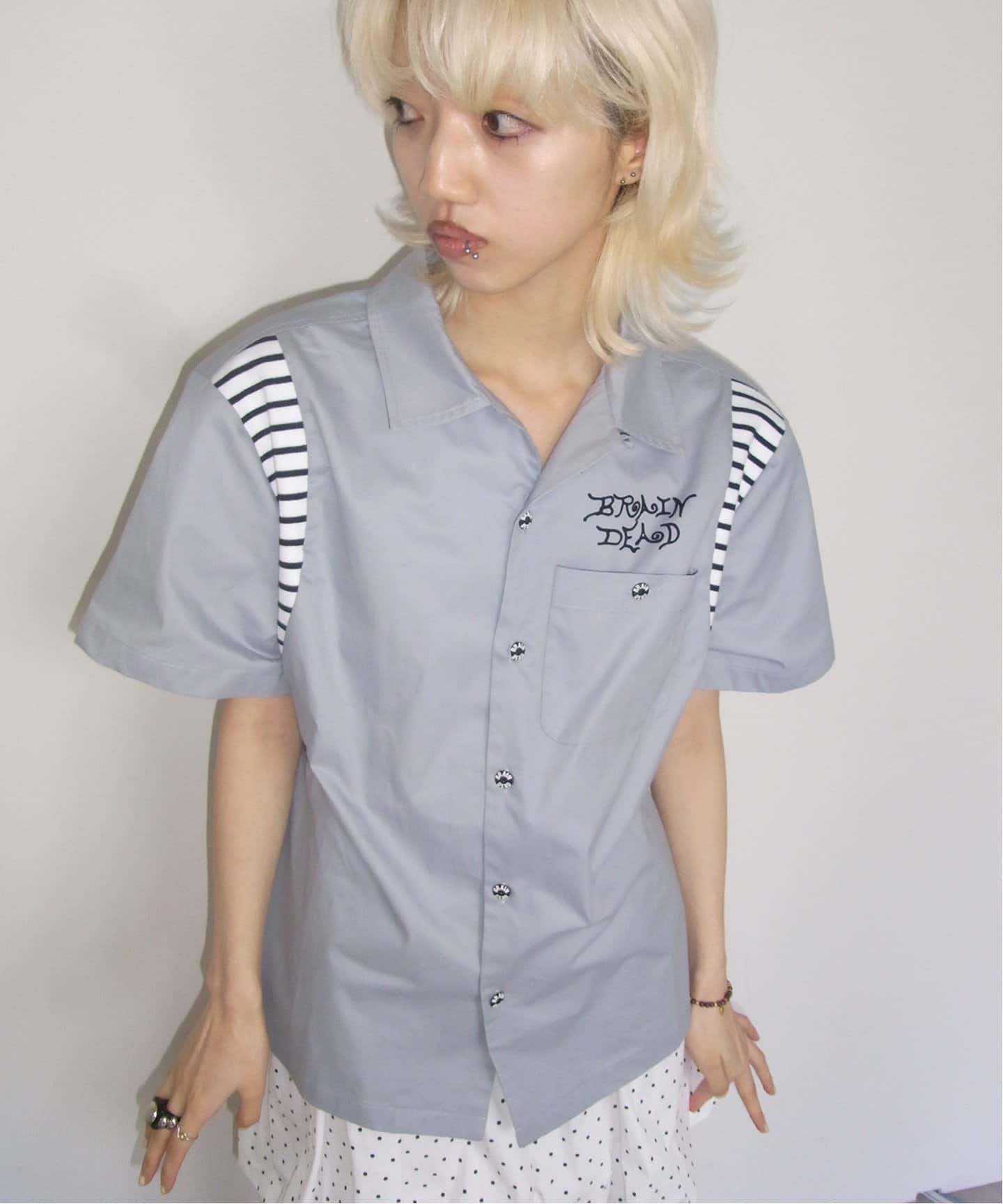ブラウス シャツ 「BRAIN DEAD/ブレインデッド」 COBRA FLOCKED T04004261D225 レディース メンズ BRAIN DEAD/ブレインデッド】 COBRA FLOCKED T04004261D225