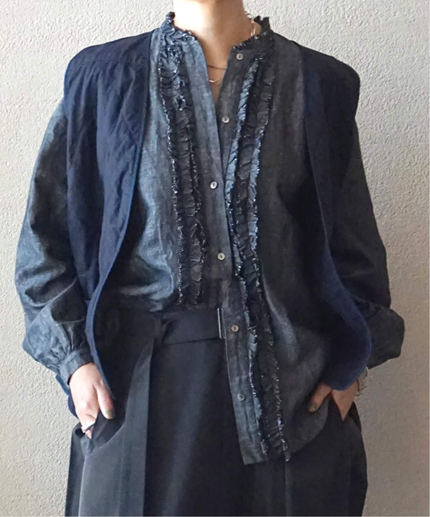 journal standard Luxeブラック フリルバルーンスリーブシャツ タイプ フリルカラーブラウス（シャツ/ブラウス）｜JOURNAL