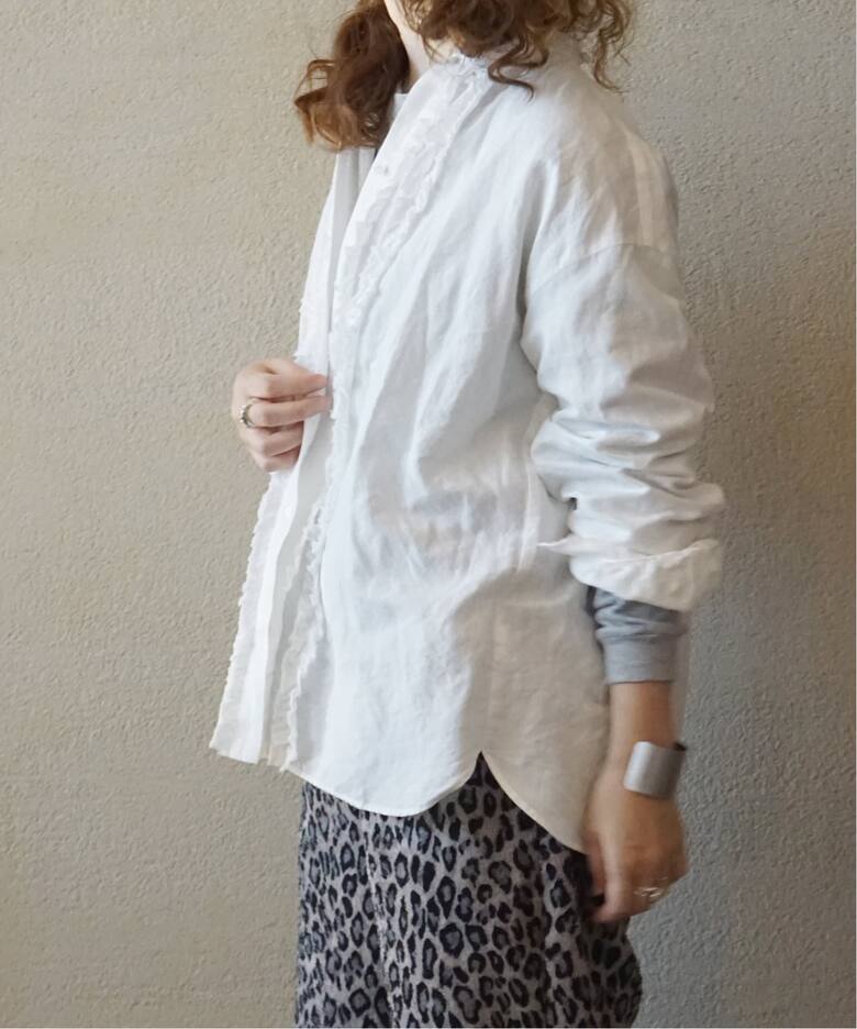 CLシャンブレー フリルブラウス（シャツ／ブラウス）｜journal 