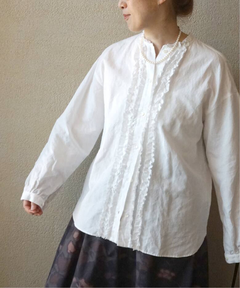 CLシャンブレー フリルブラウス（シャツ／ブラウス）｜journal 
