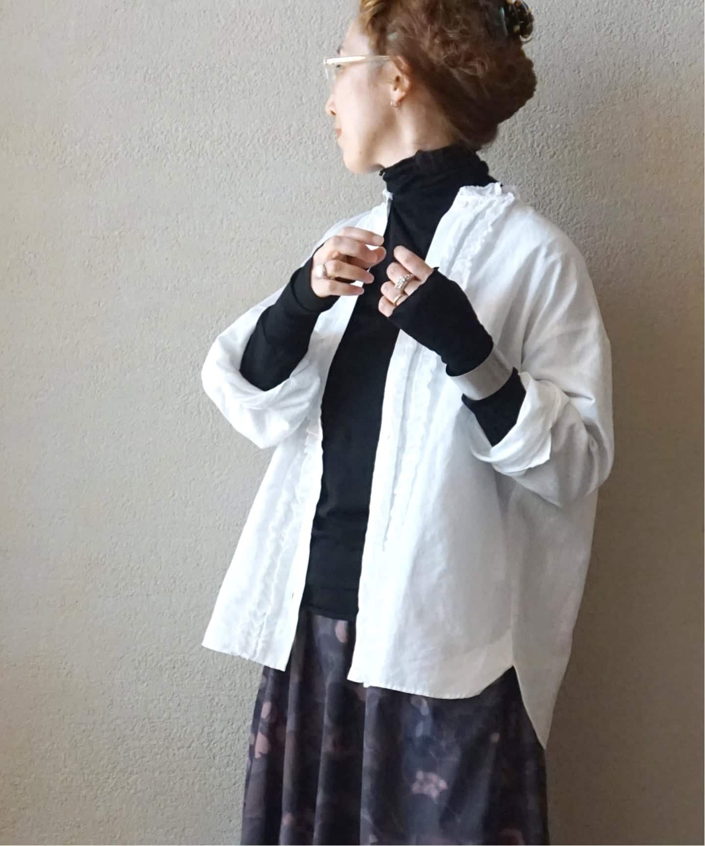CLシャンブレー フリルブラウス（シャツ／ブラウス）｜journal