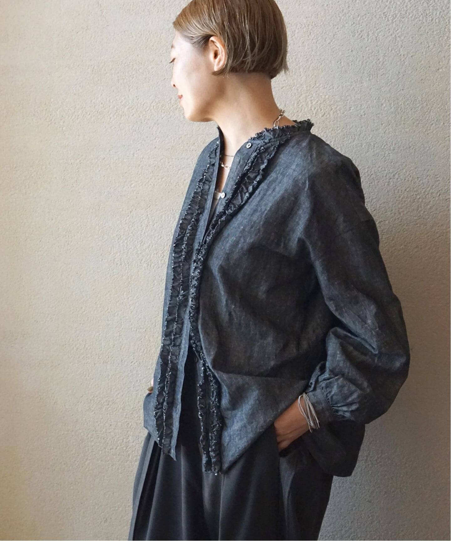 CLシャンブレー フリルブラウス（シャツ／ブラウス）｜journal 
