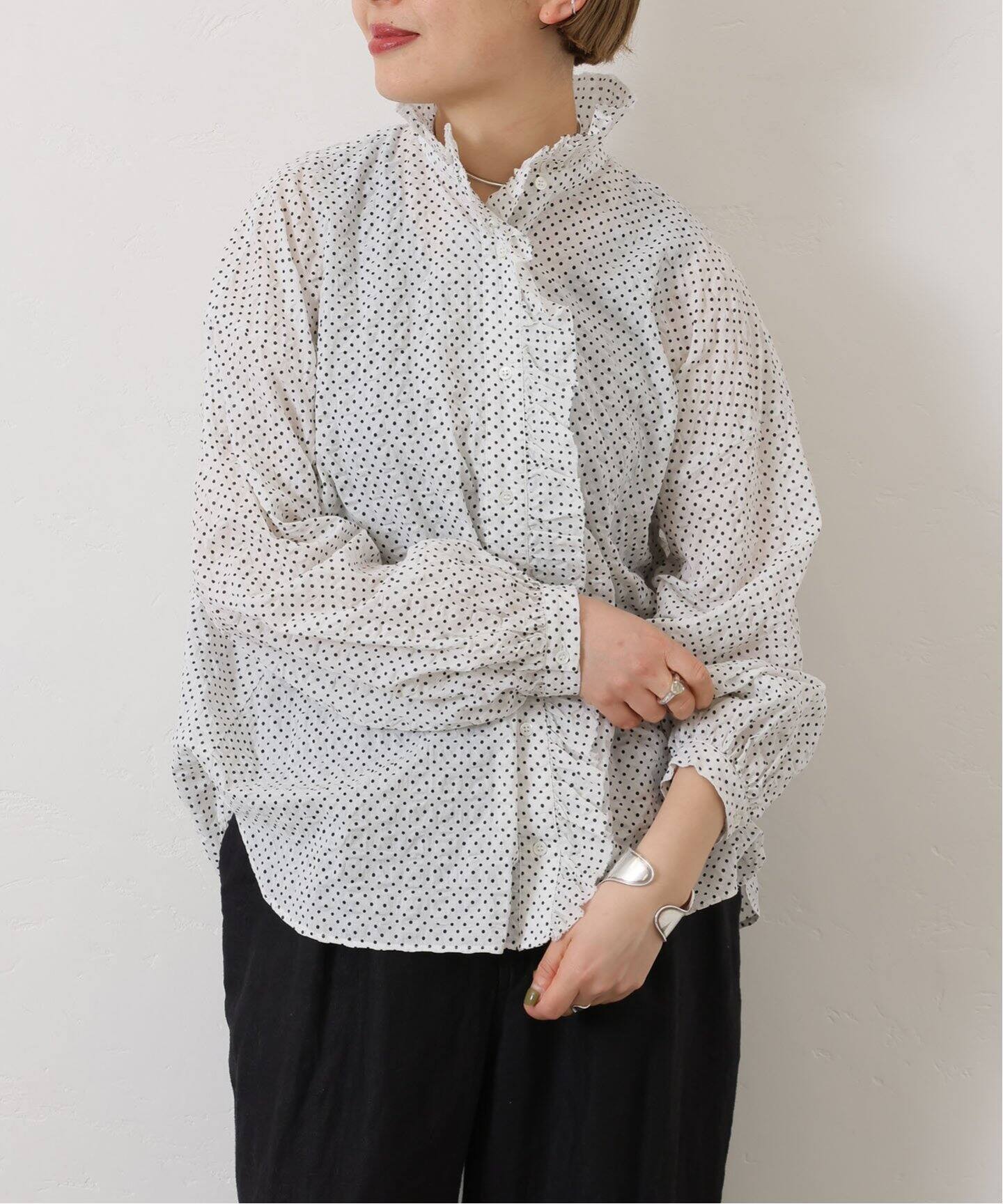 ローンドット フリルブラウス（シャツ／ブラウス）｜journal standard  
