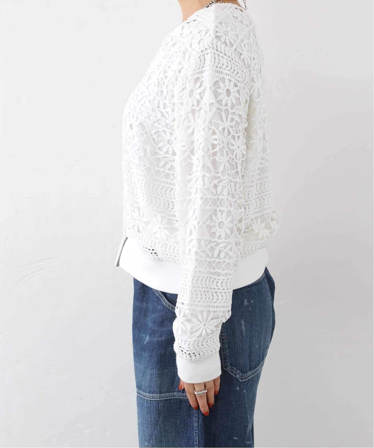 コットンレース リブブラウス（シャツ／ブラウス）｜journal