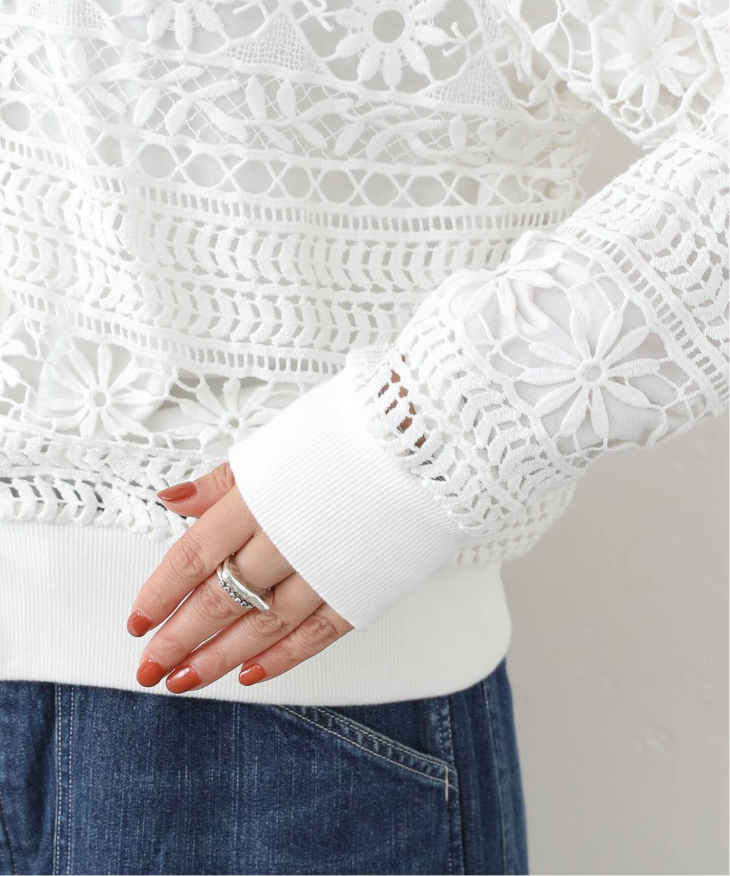 ジャーナルスタンダードラックス コットンレースリブブラウス 予約》コットンレース リブブラウス（シャツ／ブラウス