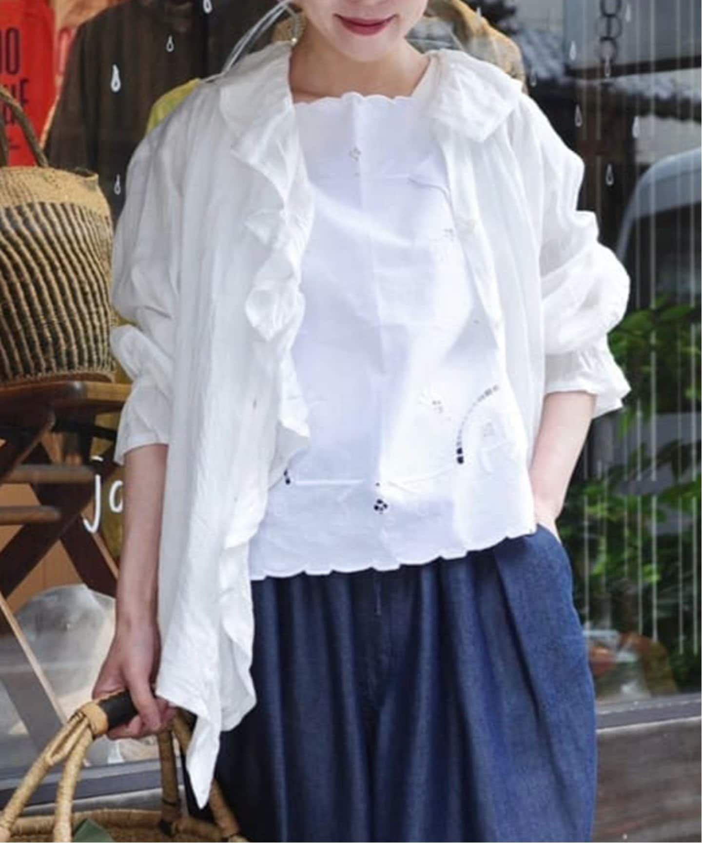 journal standard luxe フレンチリネン フリルパフブラウス 追加》フレンチリネン フリルパフブラウス（シャツ／ブラウス