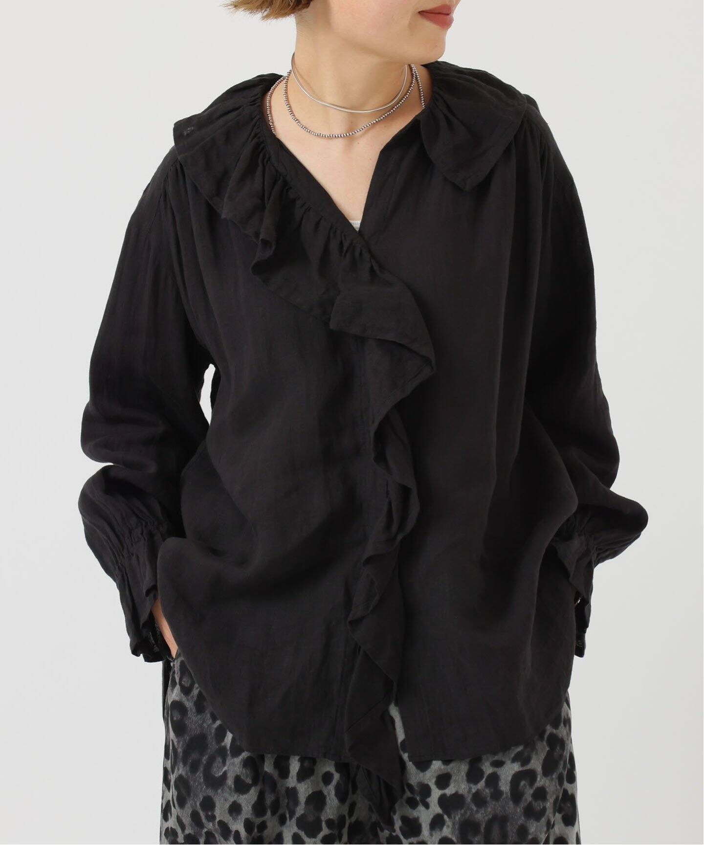 追加予約》フレンチリネン フリルパフブラウス（シャツ／ブラウス  