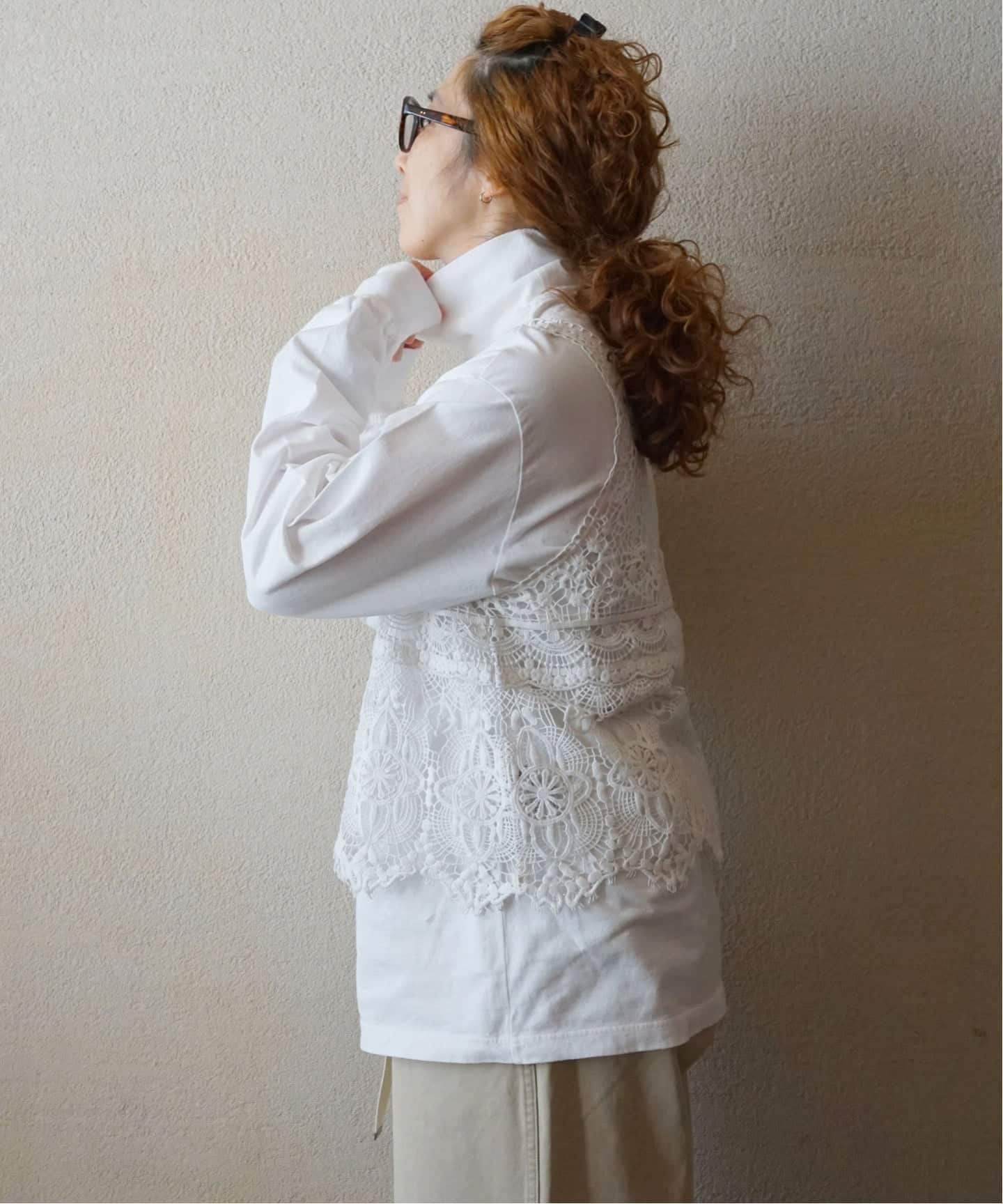 追加》レースMIXノースリーブブラウス（010/040）（シャツ／ブラウス