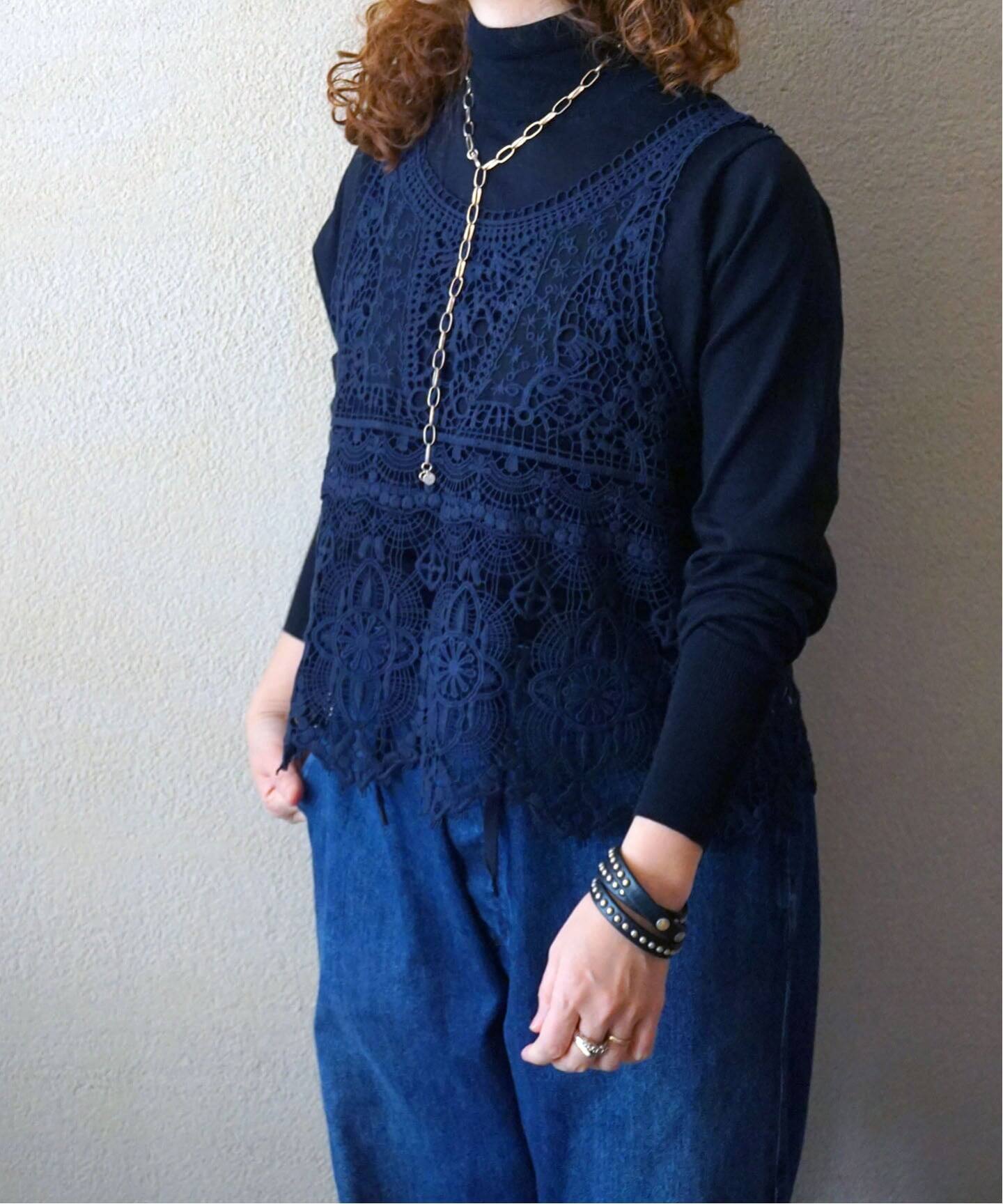 追加》レースMIXノースリーブブラウス（010/040）（シャツ／ブラウス