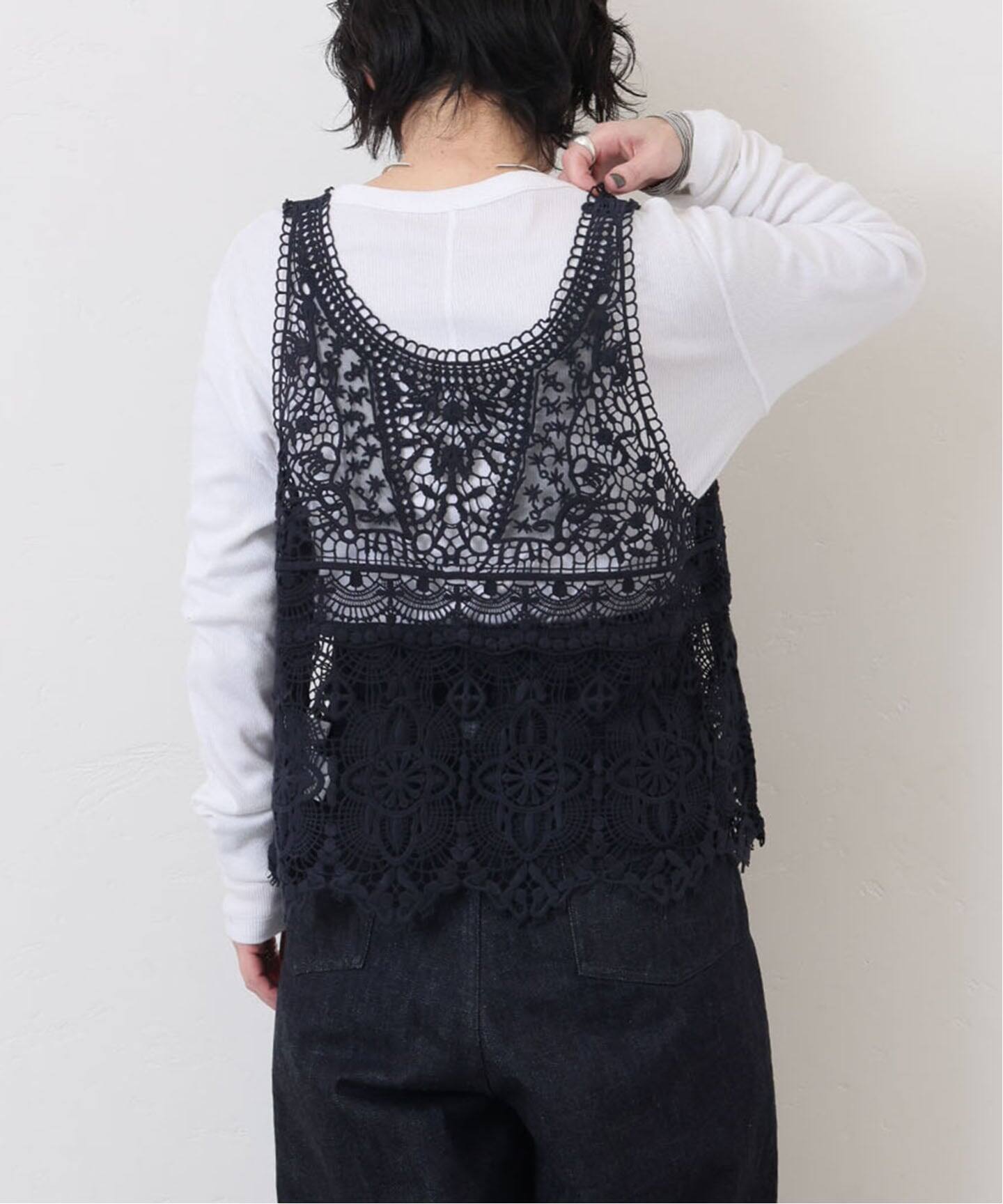 追加》レースMIXノースリーブブラウス（010/040）（シャツ／ブラウス