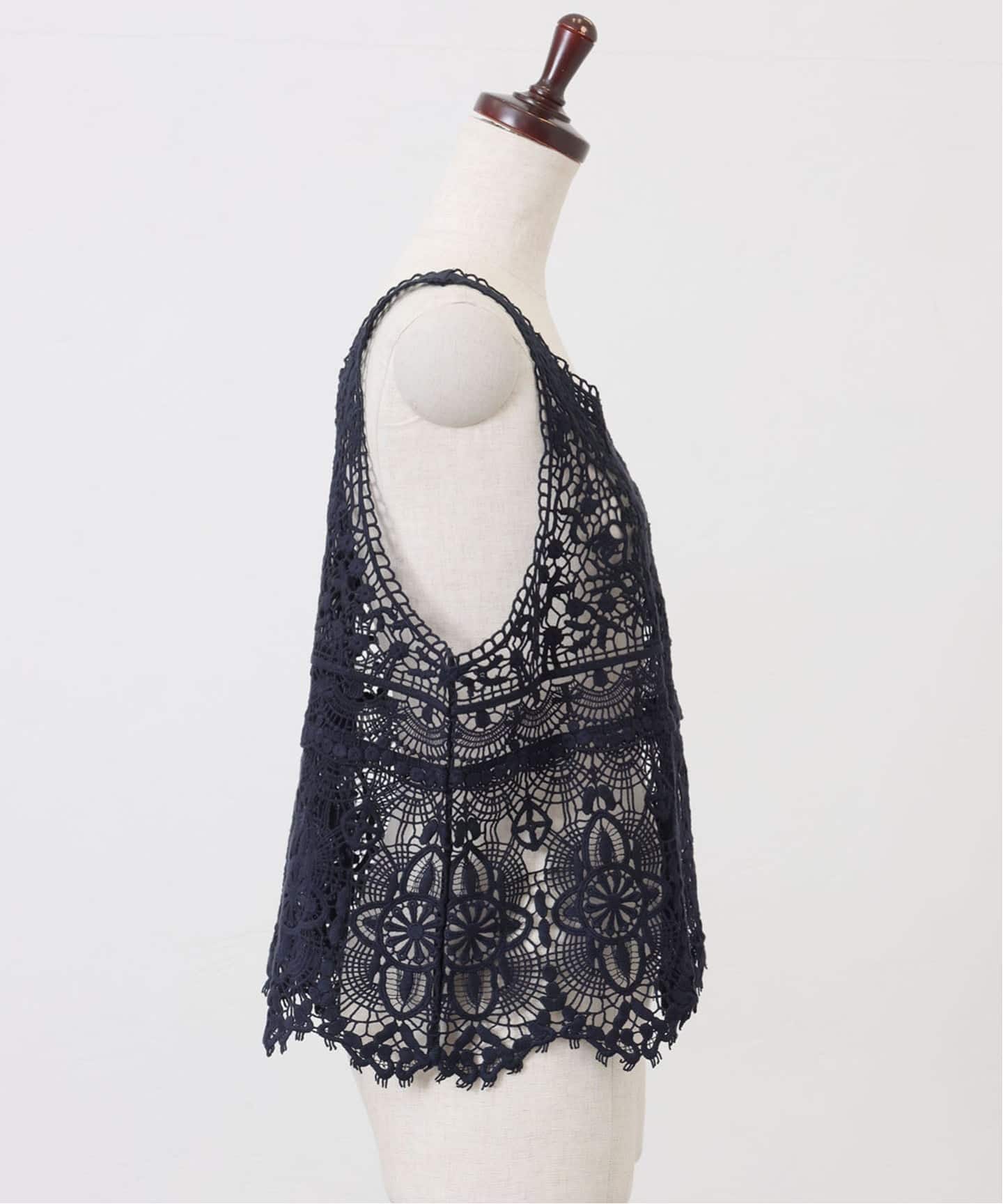 追加》レースMIXノースリーブブラウス（010/040）（シャツ／ブラウス