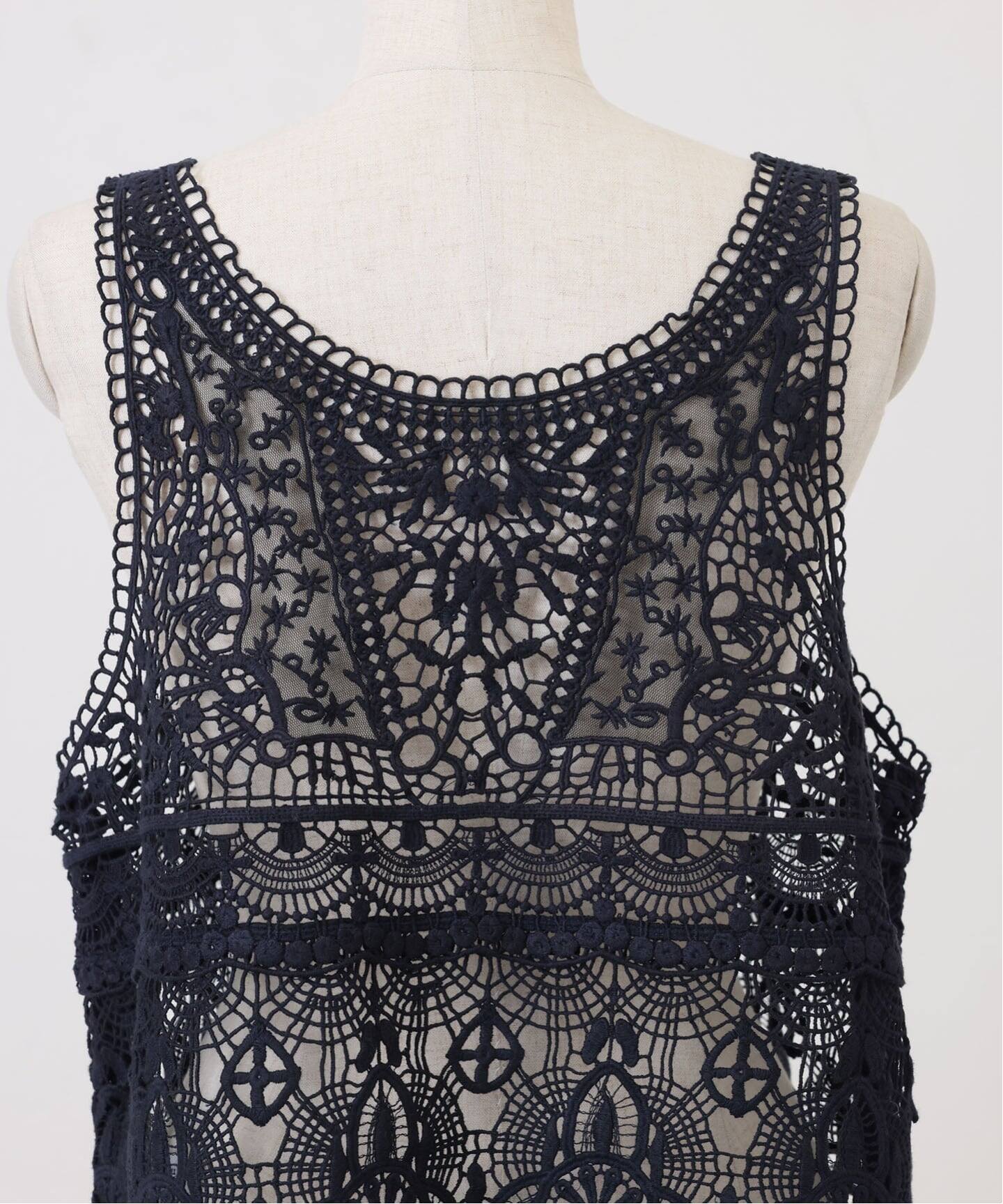 追加》レースMIXノースリーブブラウス（010/040）（シャツ／ブラウス