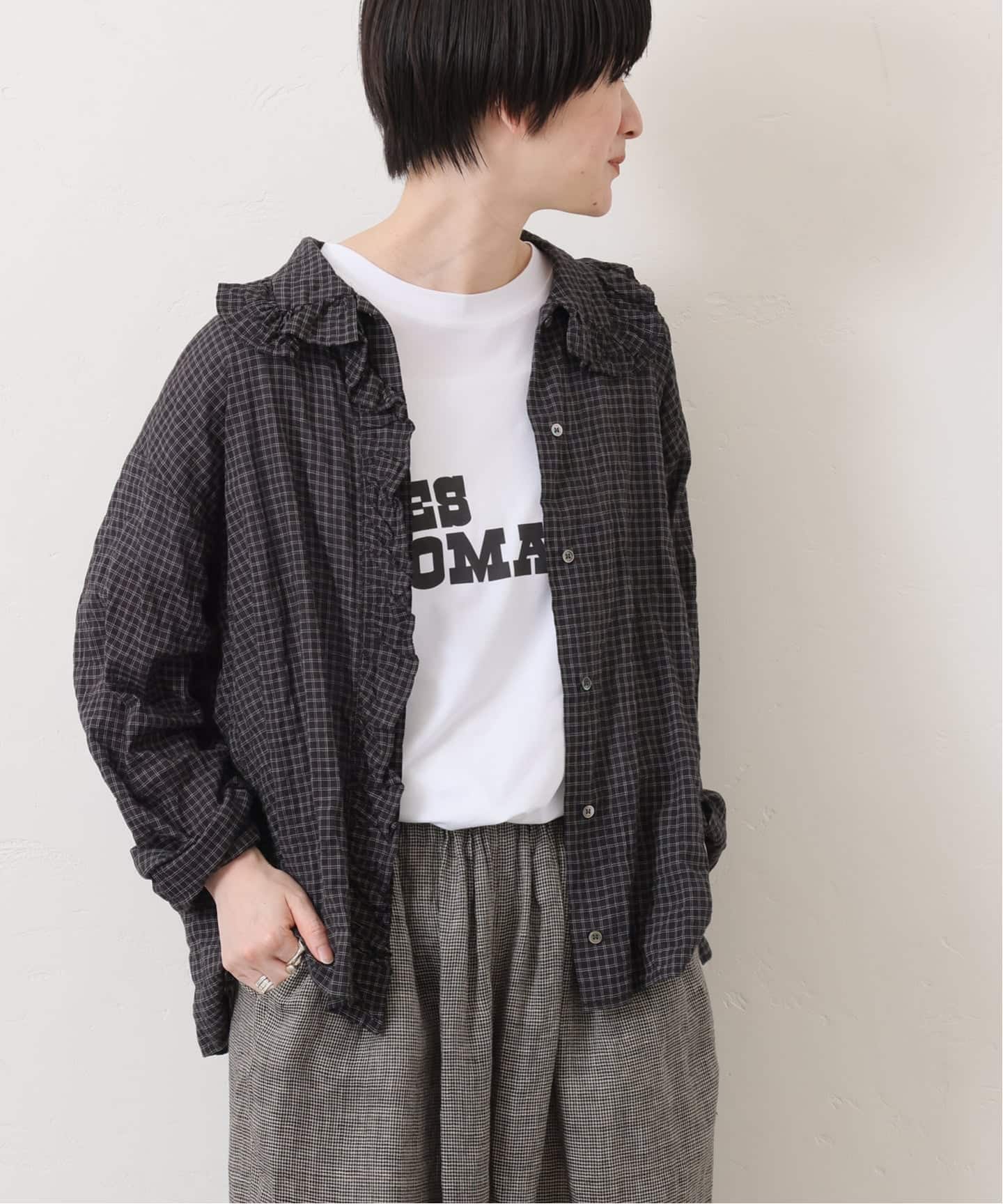 journal standard luxe シャーリングローン フリルブラウス 追加》CLワッシャー フリルブラウス（シャツ／ブラウス