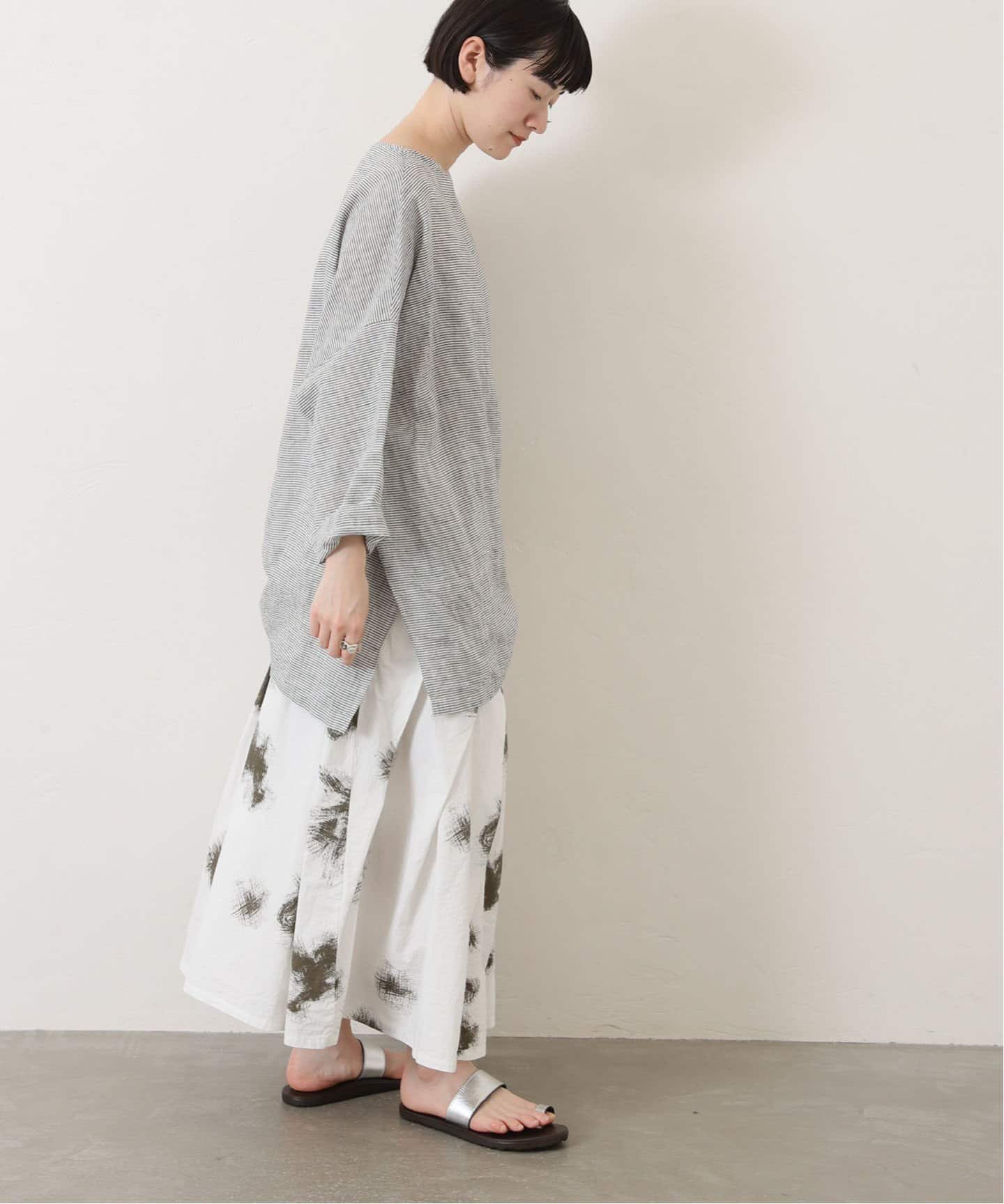 【25SS】ジャーナルスタンダードラックス　リネンボーダープレーンブラウス リネンボーダー Plain-ブラウス（シャツ／ブラウス）｜journal