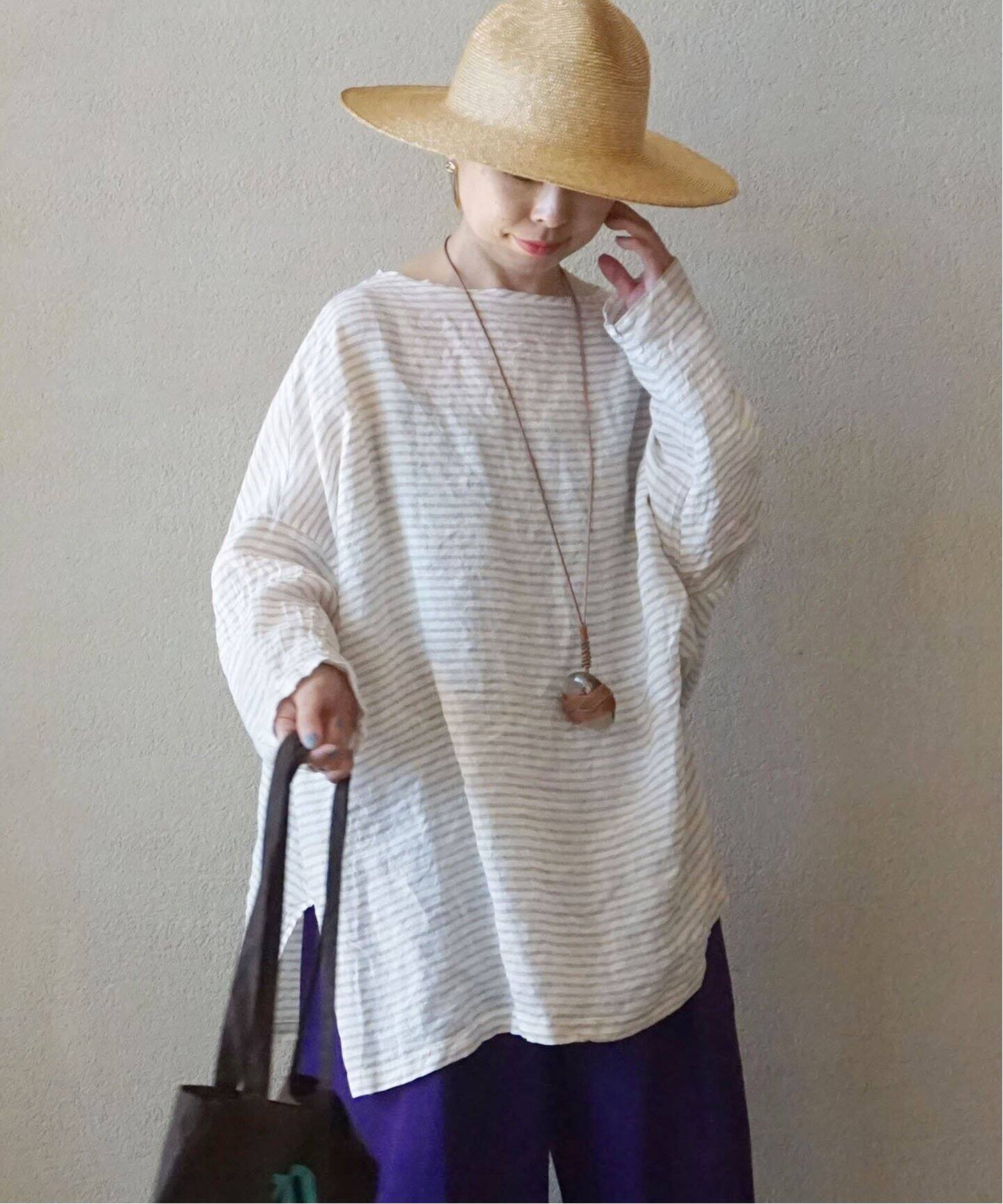 【25SS】ジャーナルスタンダードラックス　リネンボーダープレーンブラウス リネンボーダー Plain-ブラウス（シャツ／ブラウス）｜journal