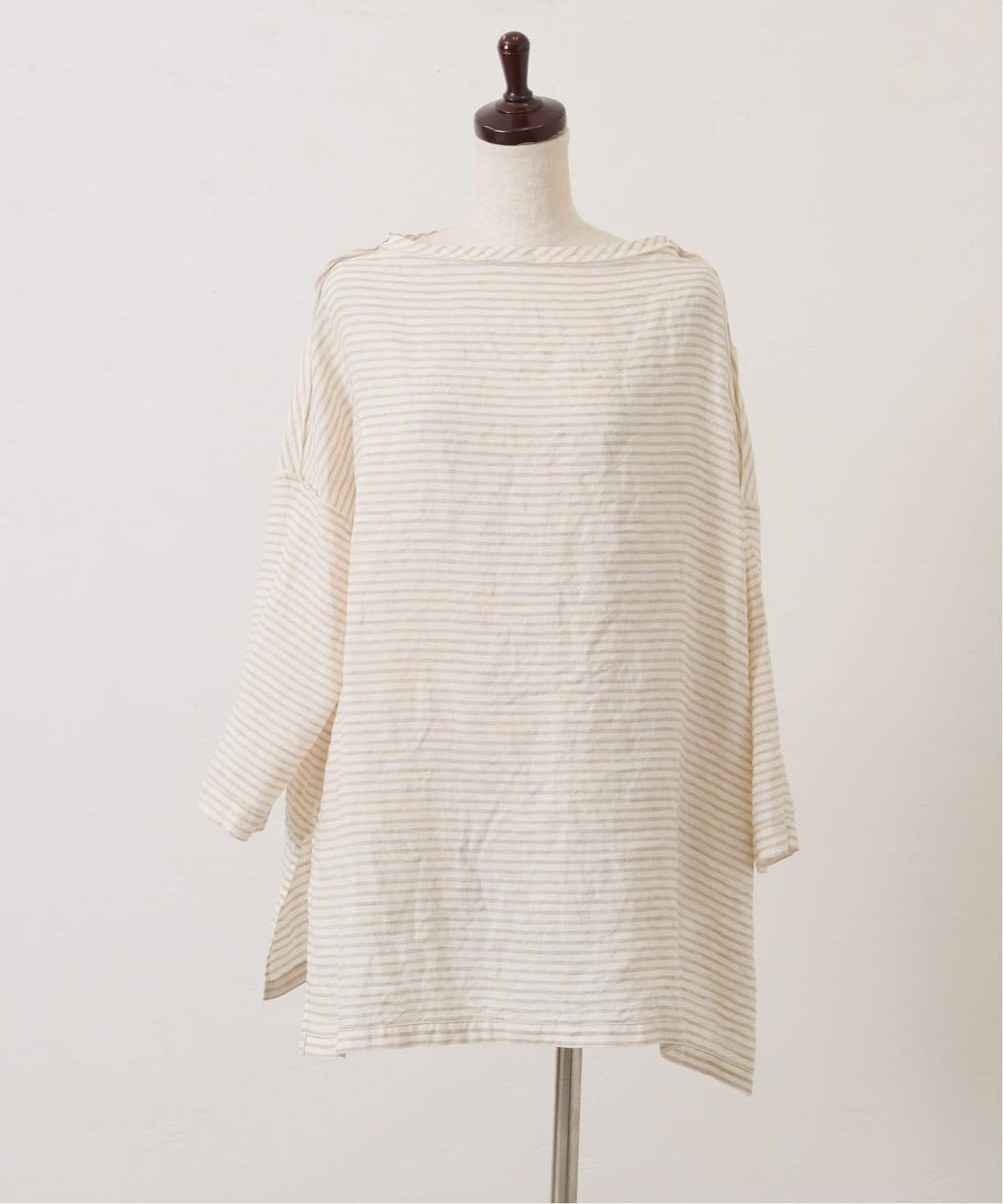 【25SS】ジャーナルスタンダードラックス　リネンボーダープレーンブラウス リネンボーダー Plain-ブラウス（シャツ／ブラウス）｜journal